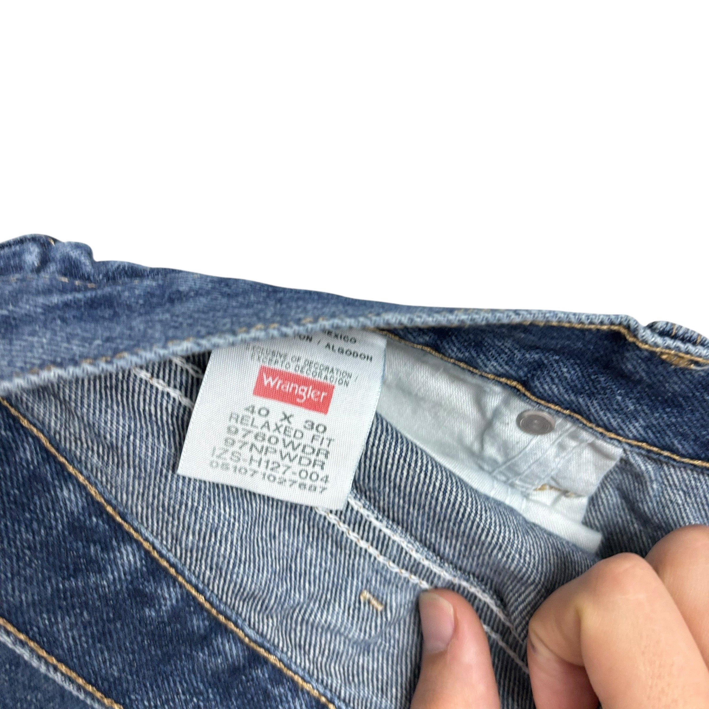 Wrangler Jeans W40 L30 Mens Mid Blue Relaxed Straight Fit Denim