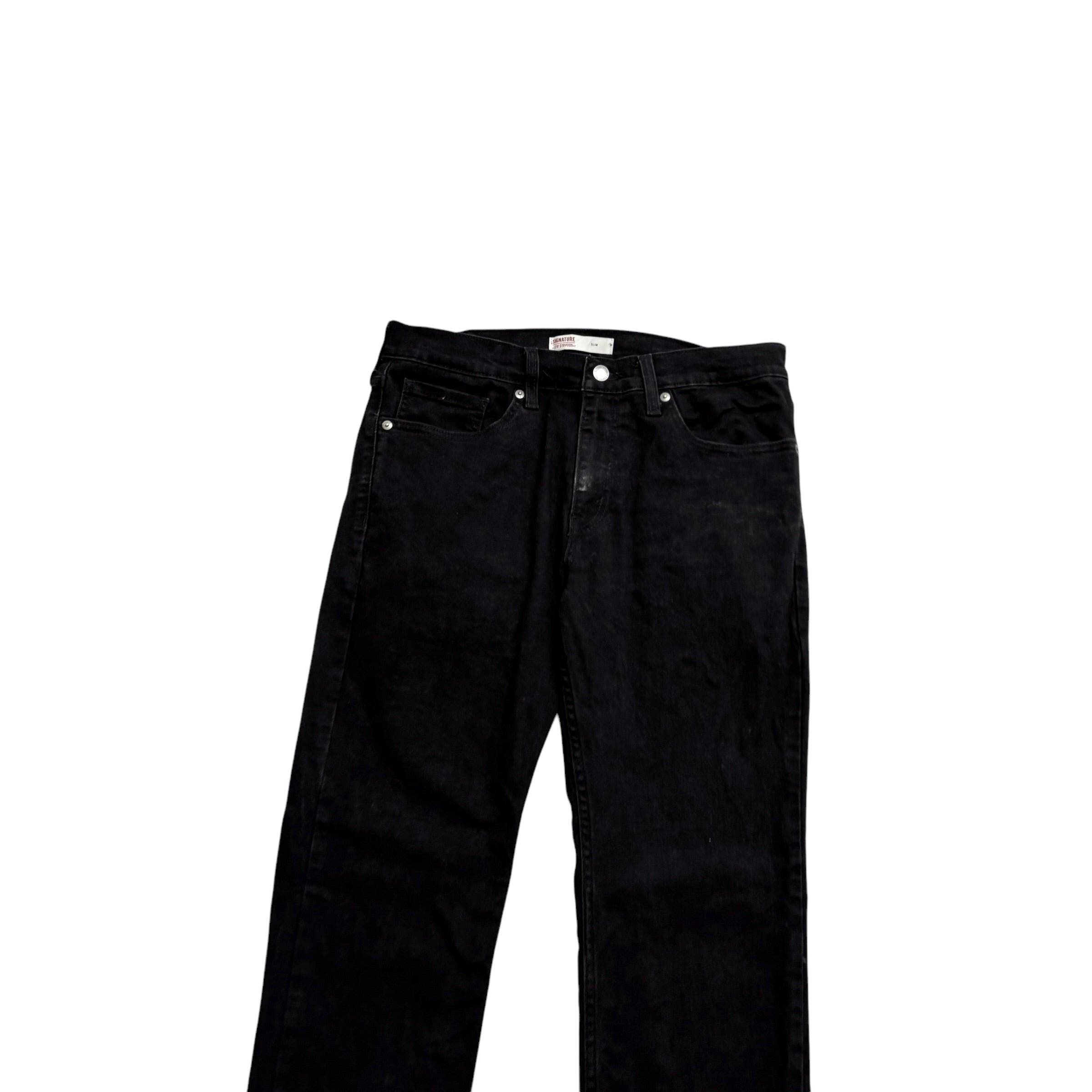 Levis Signature Jeans W32 L30 Mens Black Slim Fit Stretch Denim