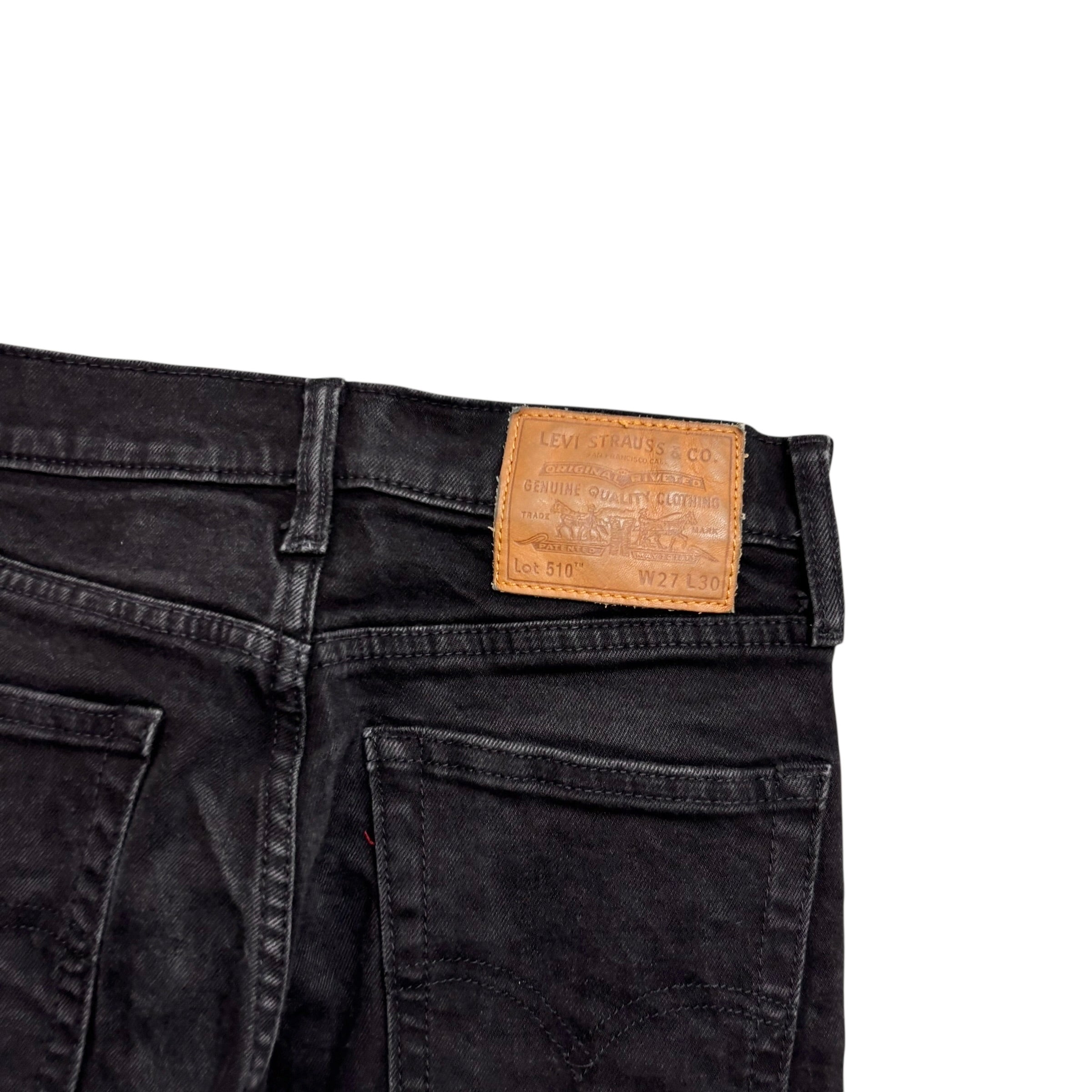 Levis 510 Jeans W26 L29 Mens Black Skinny Fit Stretch Premium Denim (E)
