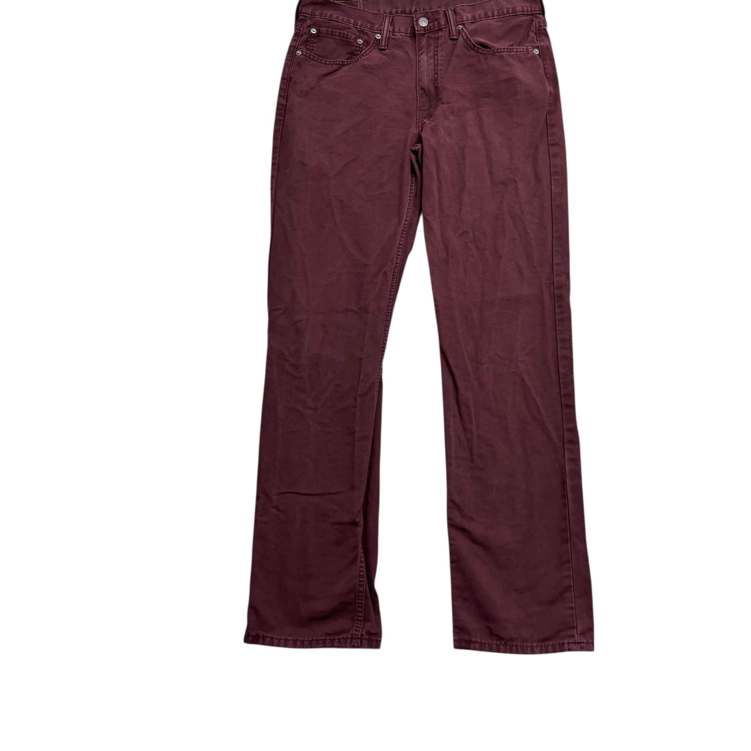 Levis 514 Trousers W34 L34 Mens Burgundy Regular Straight Fit Pants (E)