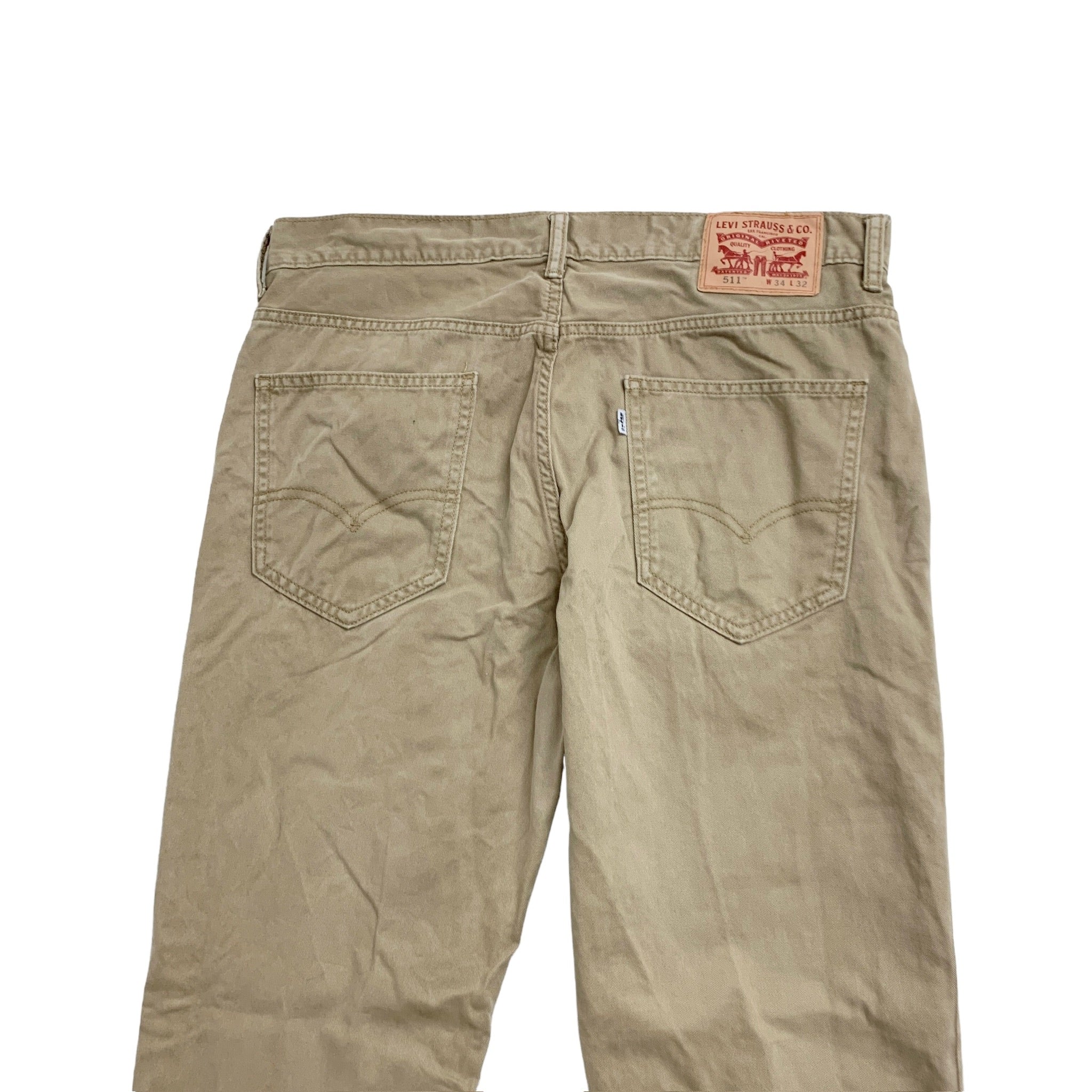 Levis 511 Trousers W34 L32 Mens Beige Tan Slim Fit Cotton Pants