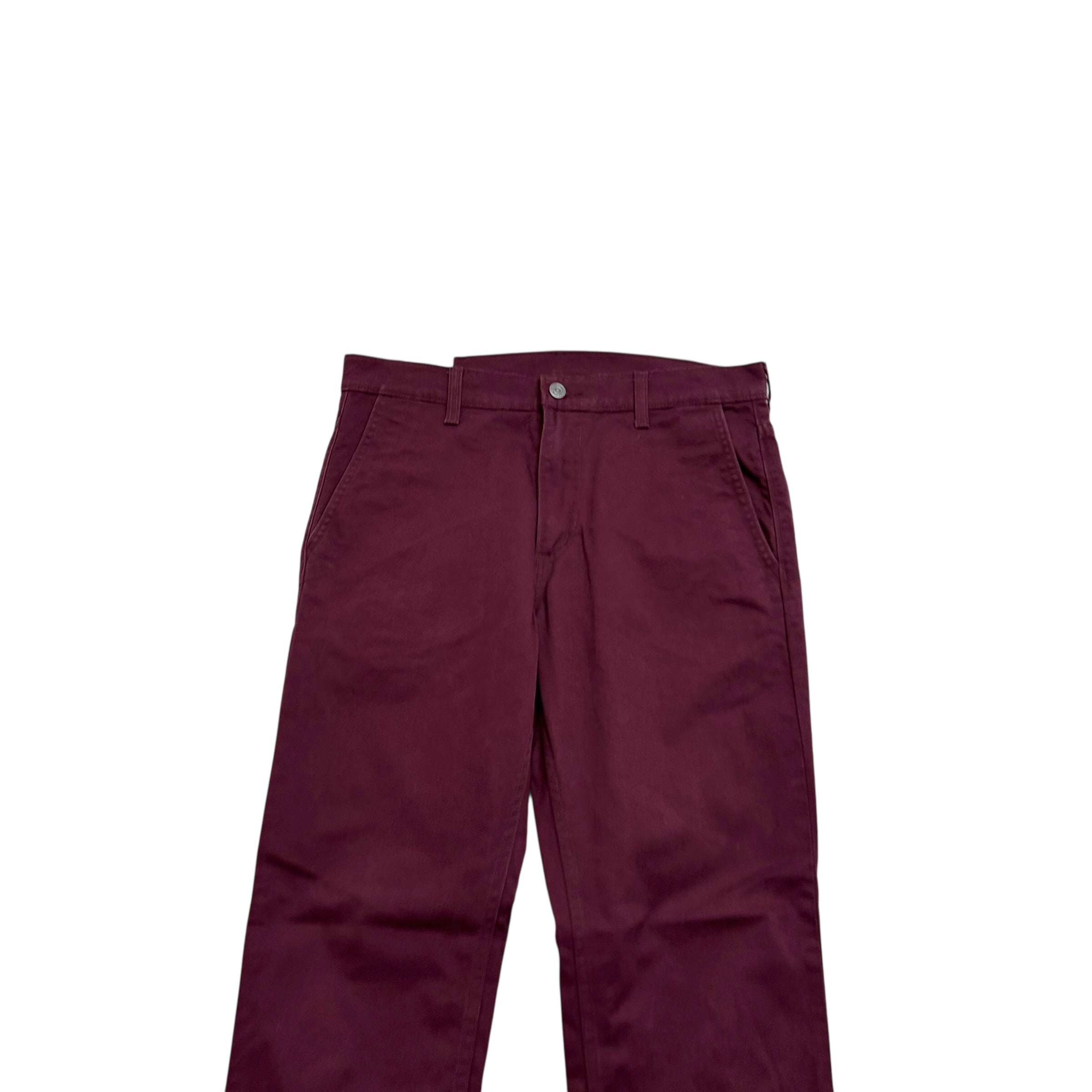 Levis Trousers W32 L34 Mens Burgundy Regular Taper Fit Chino Stretch (E)