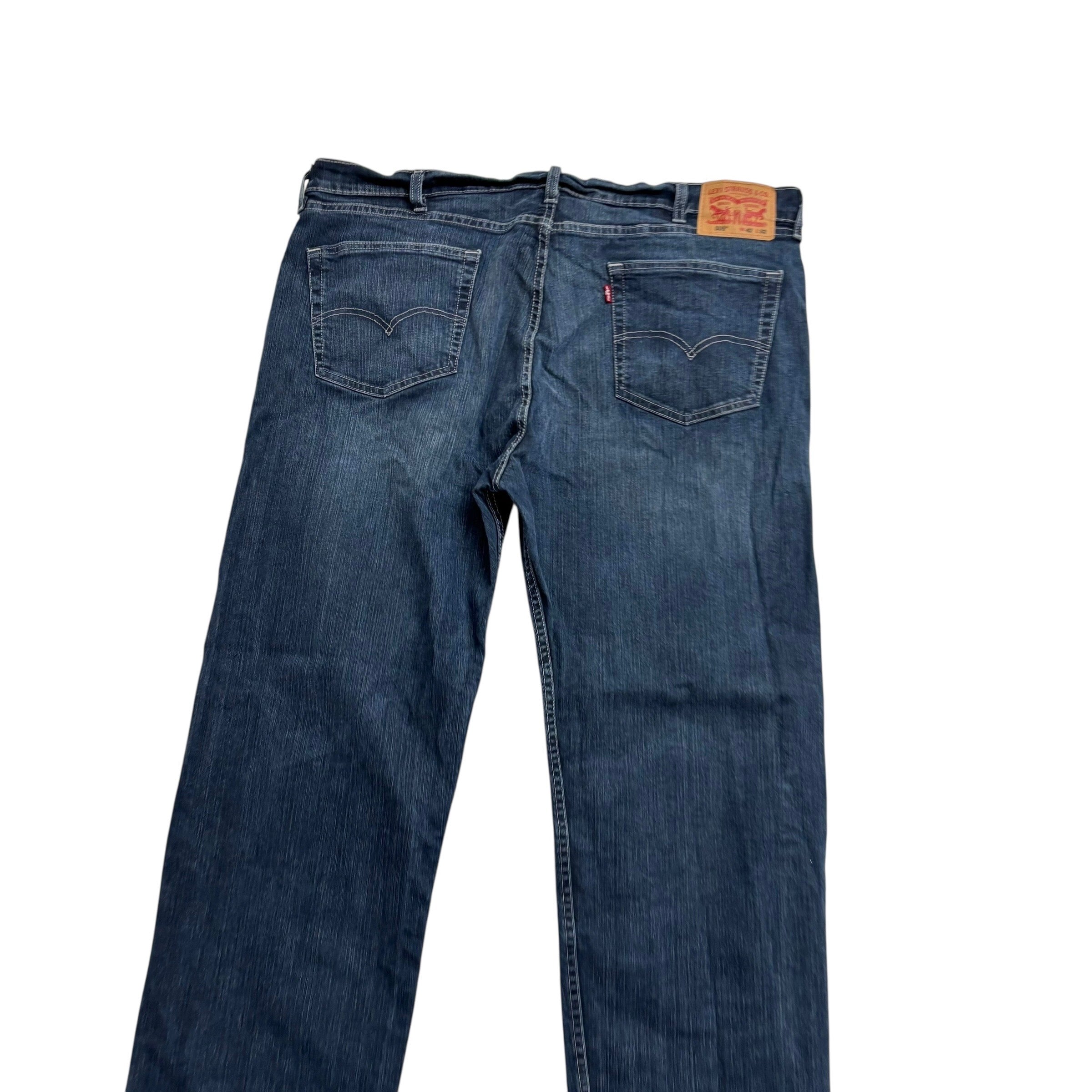 Levis 505 Jeans W42 L32 Mens Dark Blue Regular Straight Fit Stretch Denim