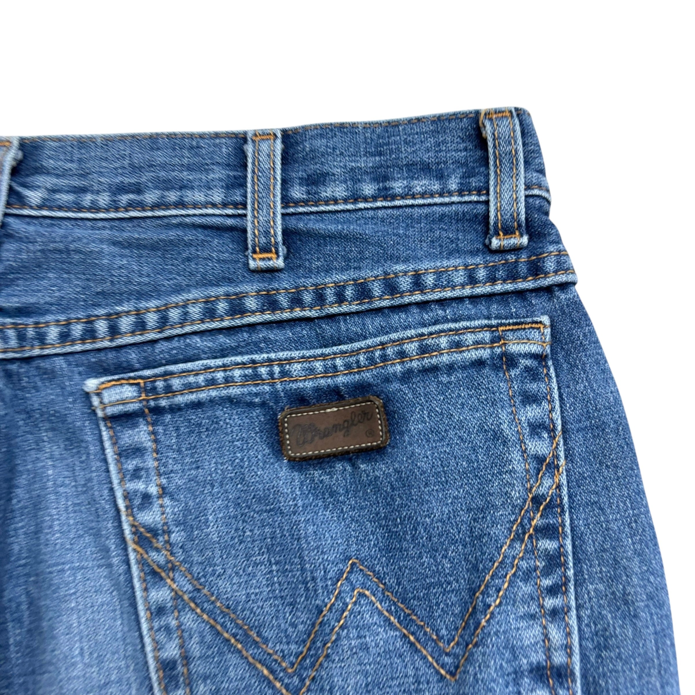 Wrangler Texas Jeans W33 L30 Mens Mid Blue Regular Straight Fit Denim (F)