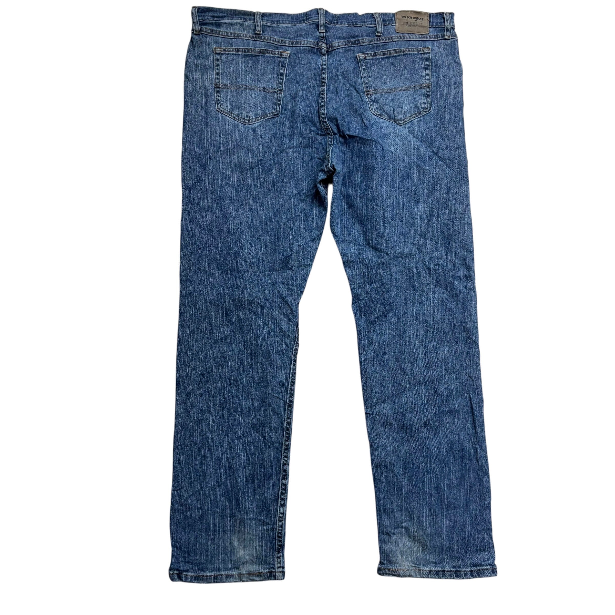 Wrangler Jeans W44 L32 Mens Mid Blue Regular Straight Fit Stretch Denim