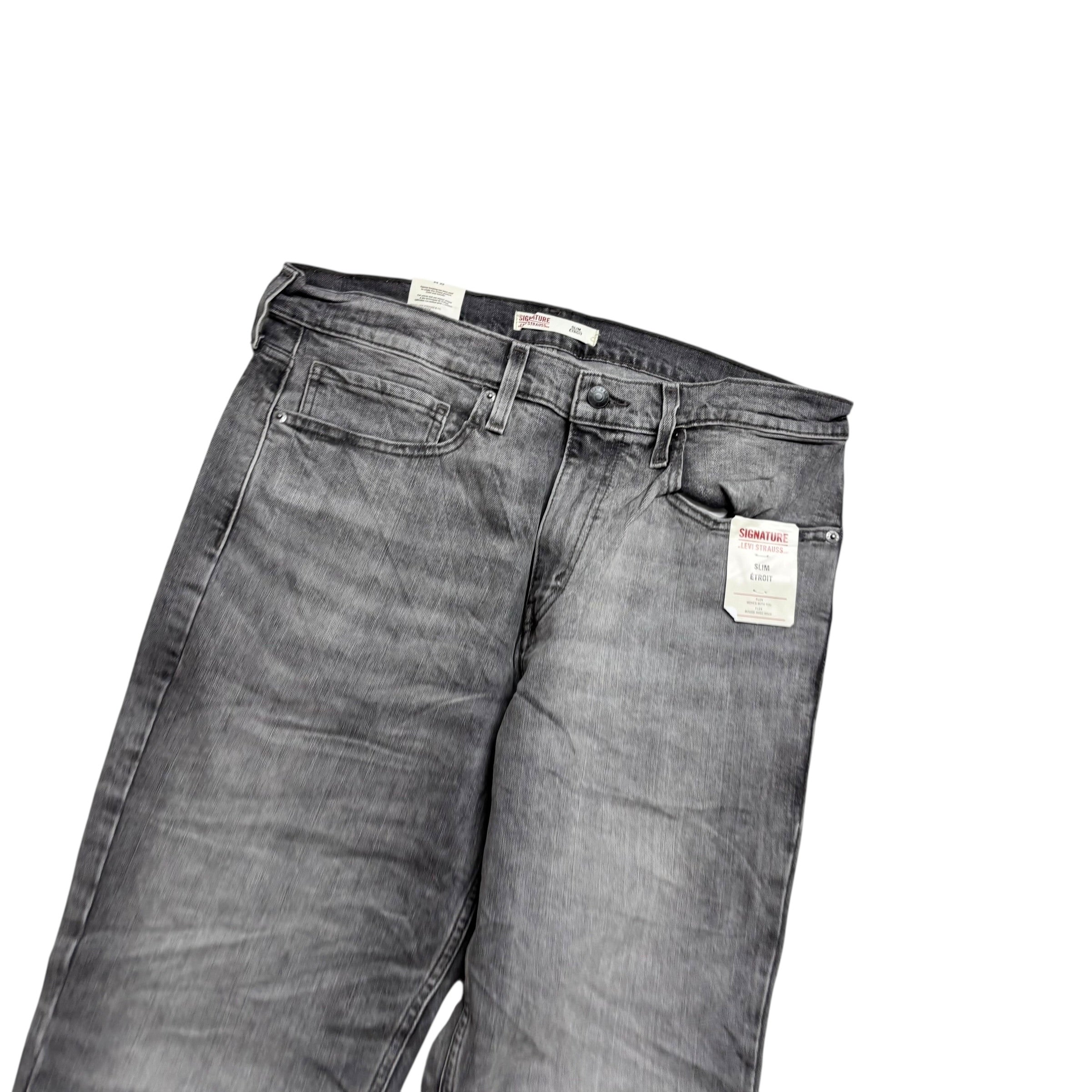Levis Signature Jeans W34 L32 Mens Grey Slim Fit Stretch Denim (E)