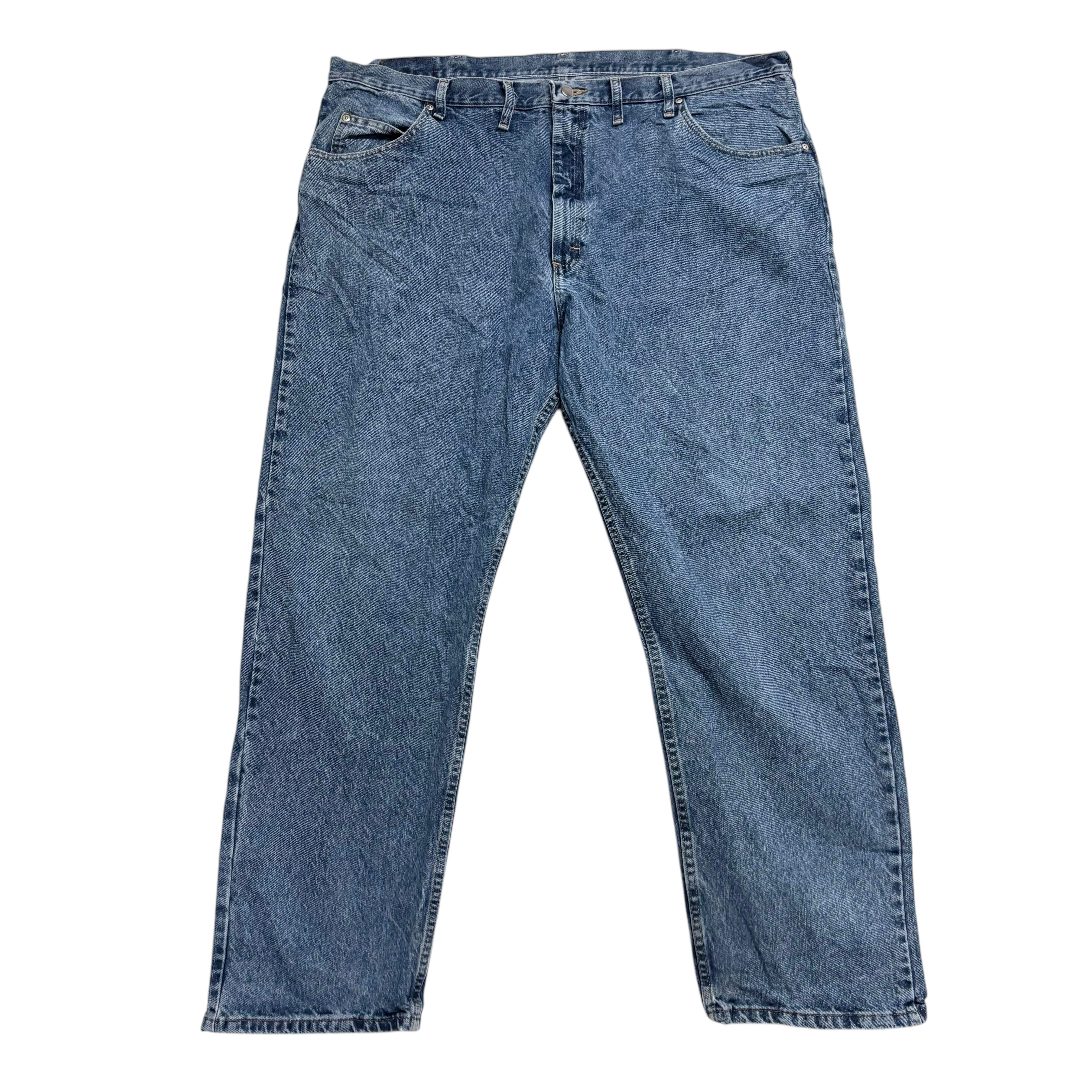 Wrangler Jeans W44 L32 Mens Mid Blue Relaxed Straight Fit Denim (E)