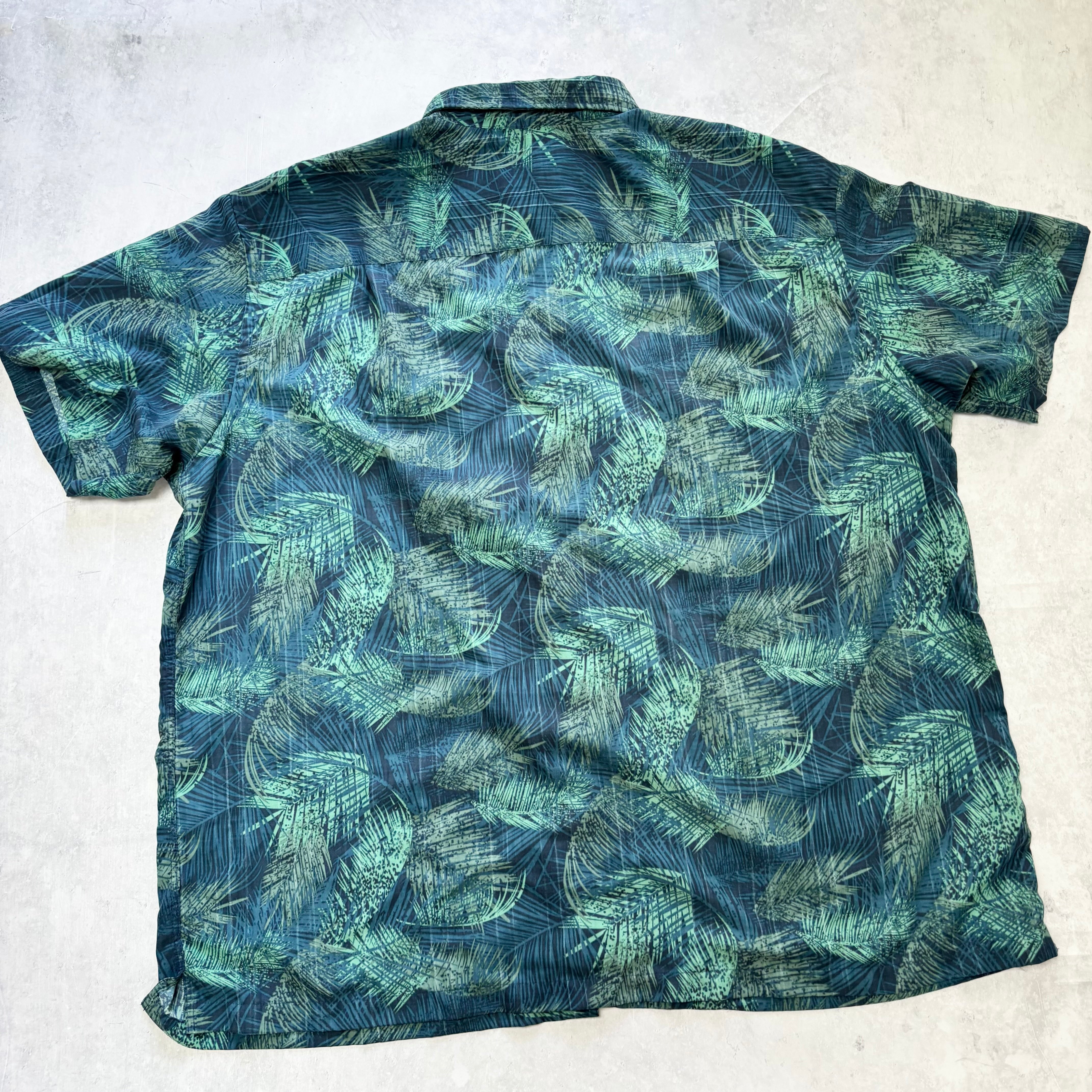 Hawaiian Shirt Mens 3XL Tall Blue Floral Aloha Short Sleeve Polyester (E)