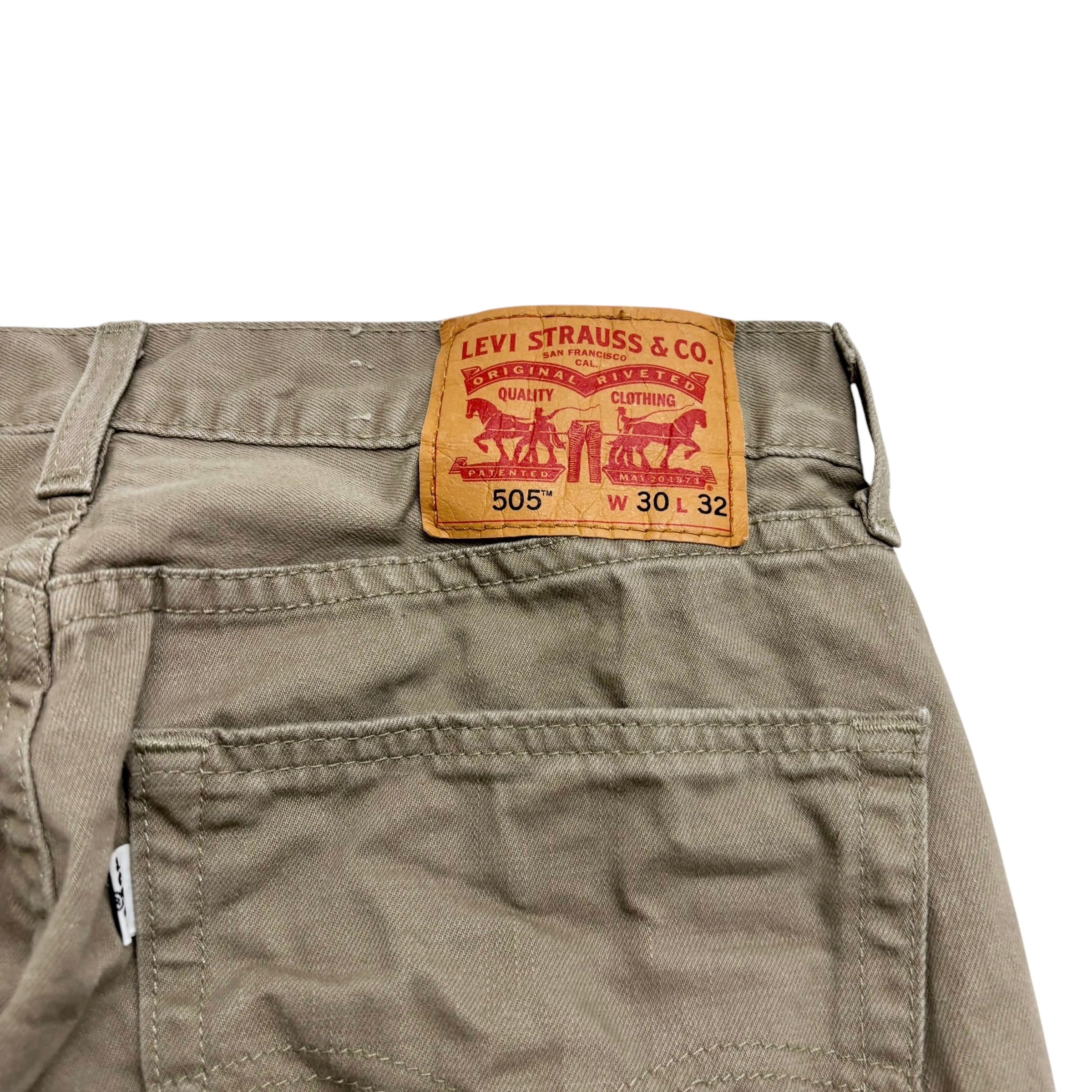 Levis 505 Trousers W30 L32 Mens Beige Regular Straight Fit Cotton Pants