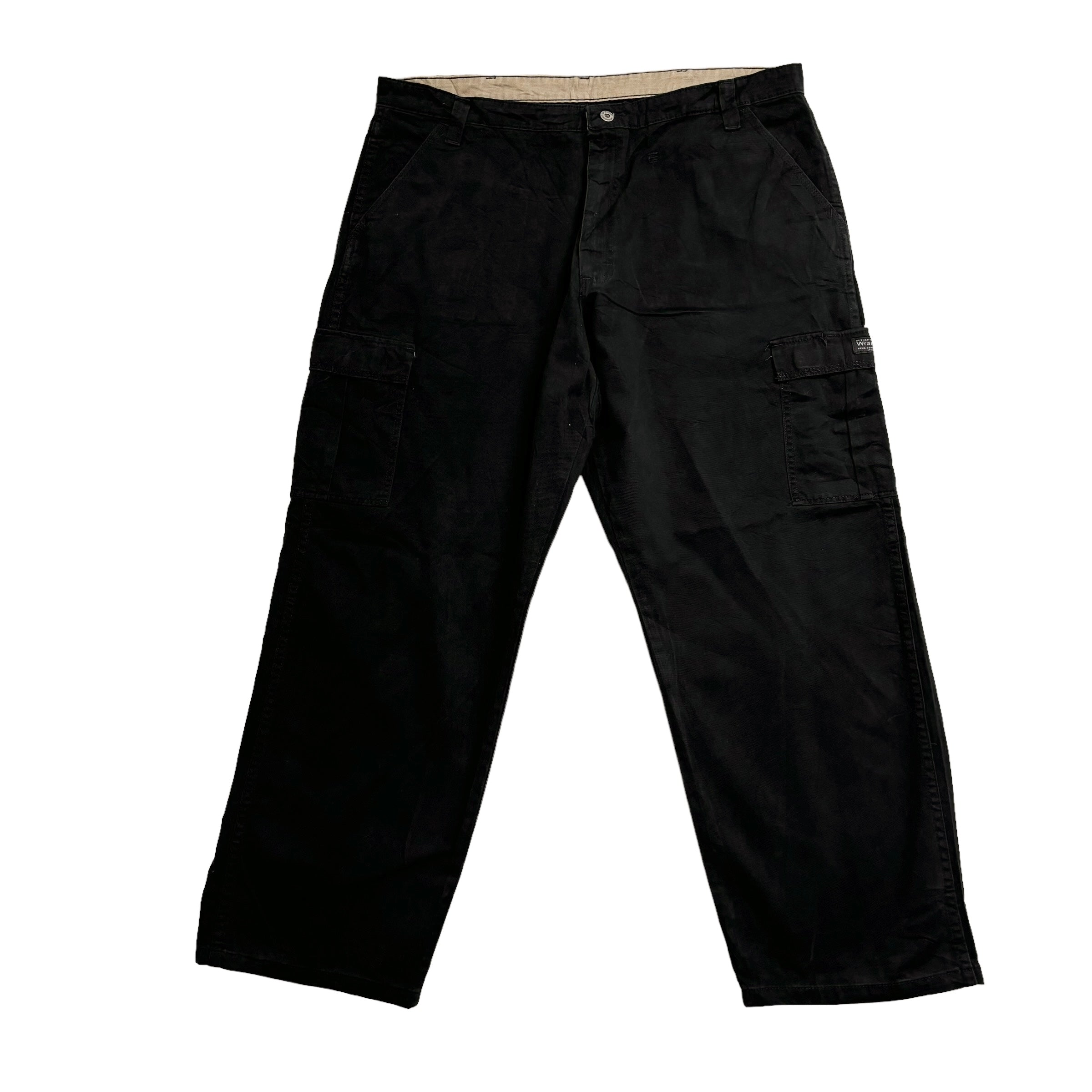 Wrangler Cargo Trousers W40 L30 Mens Black Baggy Relaxed Fit Cotton Pants