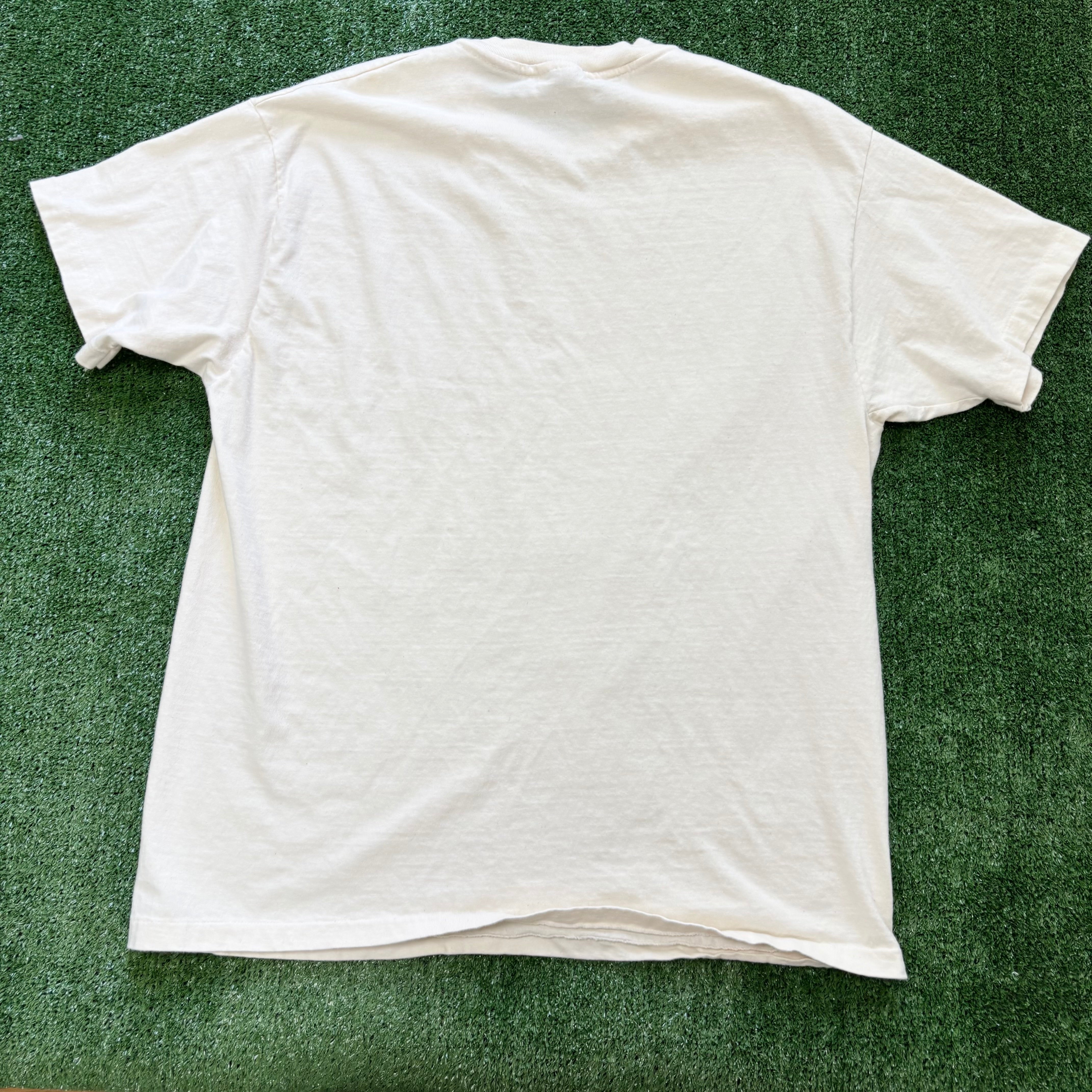 Vintage T Shirt Mens XL Cream Single Stitch Graphic Print 90s USA (E)