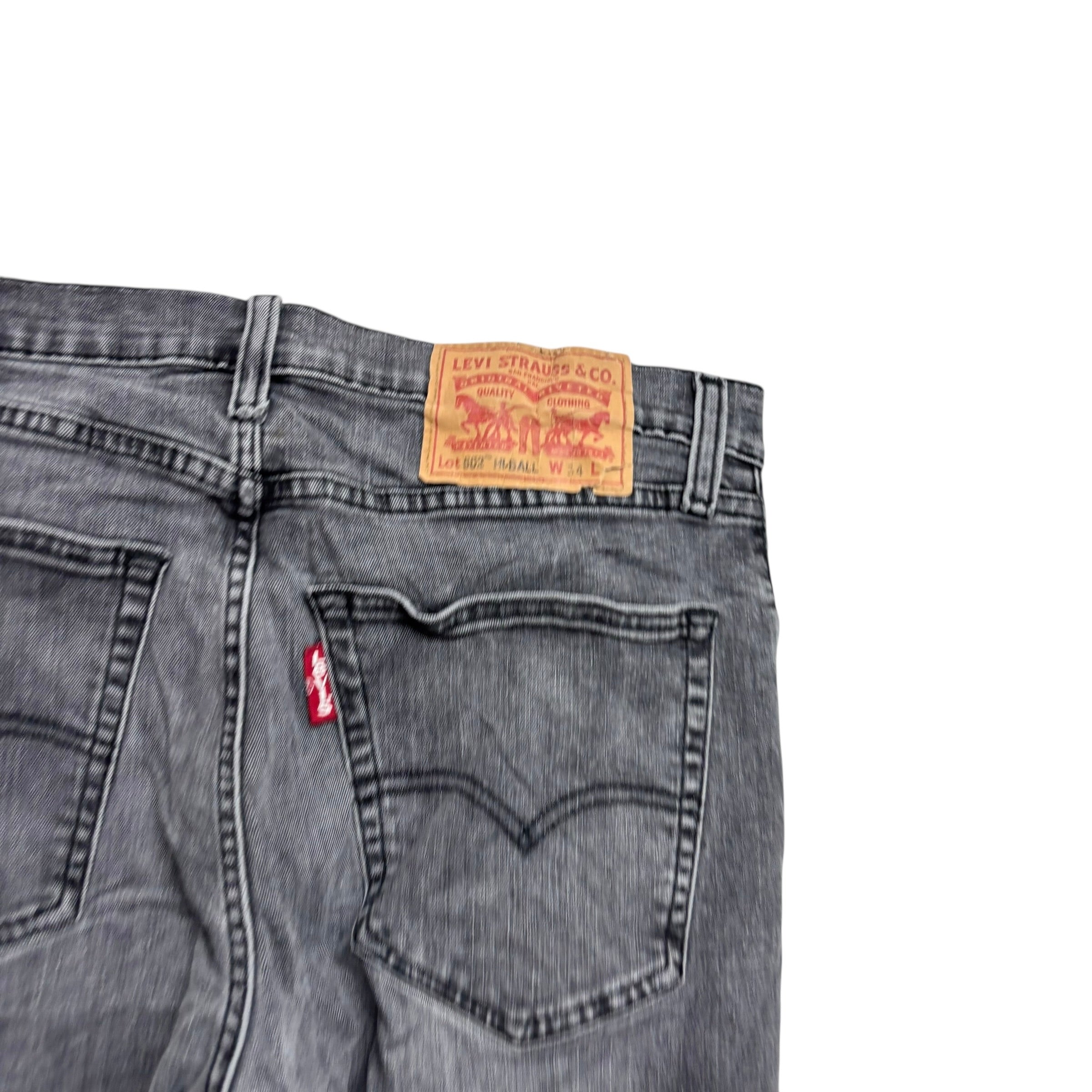 Levis 502 Hi-Ball Jeans W33 L29 Mens Grey Regular Tapered Fit Stretch Denim (E)