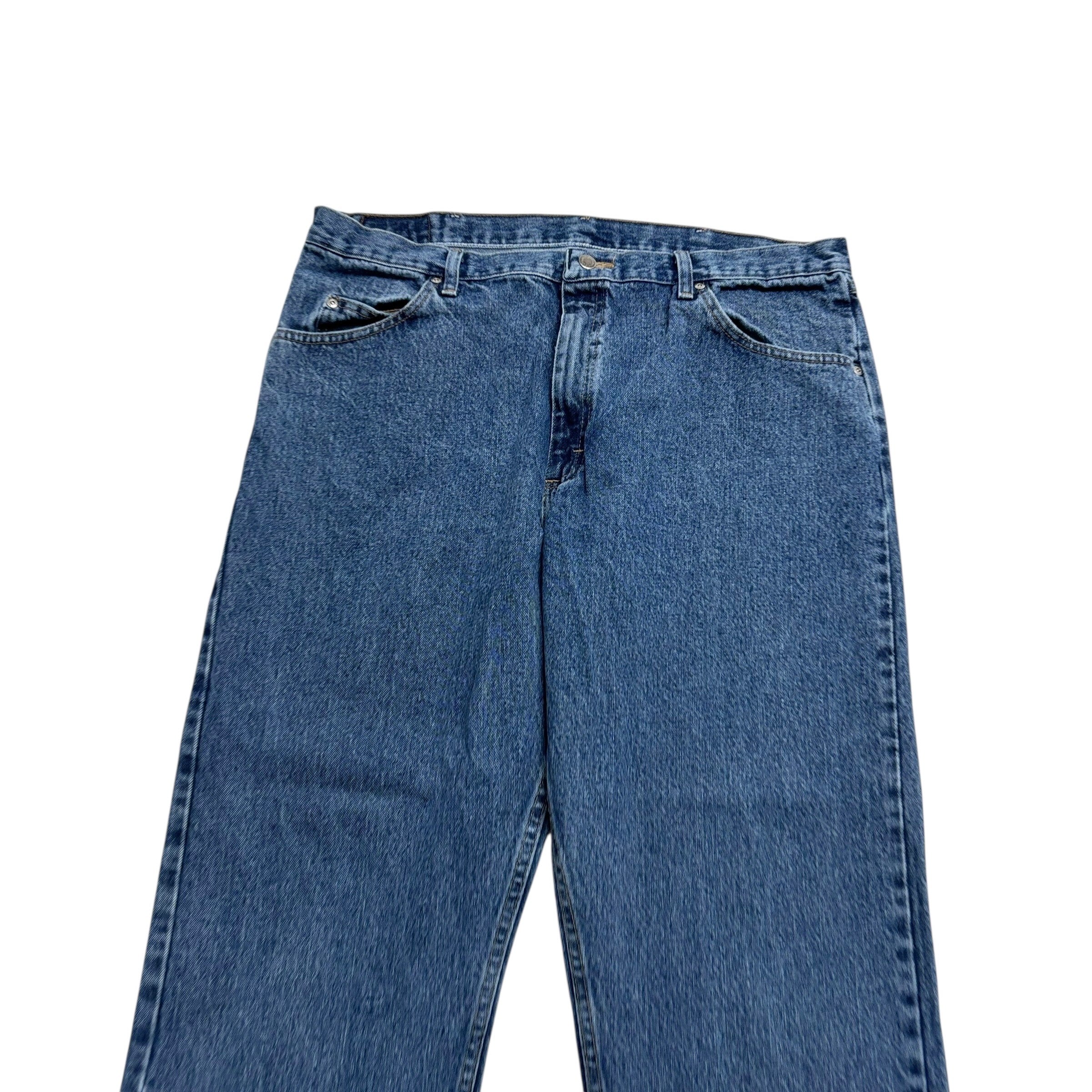 Wrangler Jeans W40 L32 Mens Mid Blue Relaxed Straight Fit Denim (E)