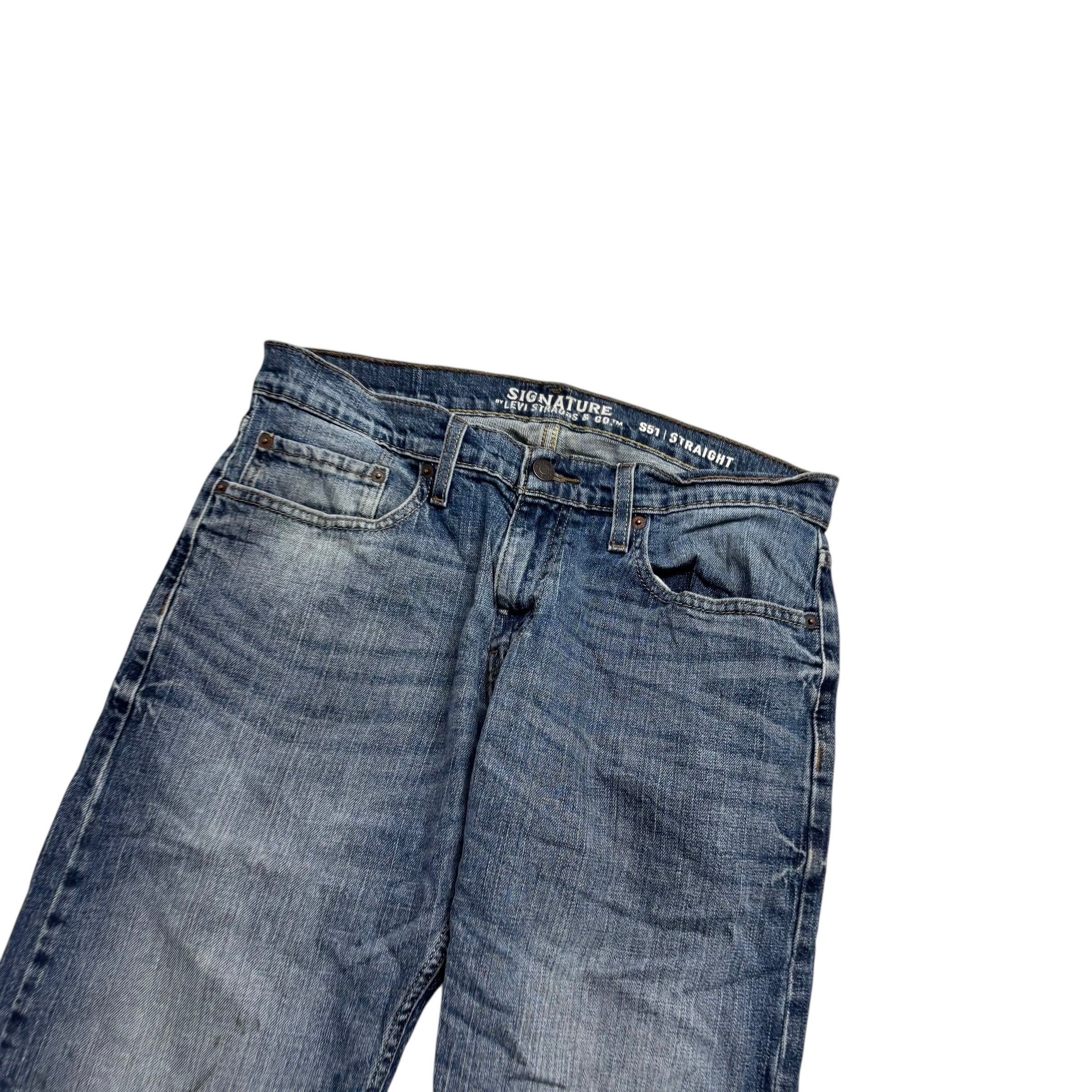 Levis Signature Jeans W32 L32 Mens Mid Blue Regular Straight Fit Stretch Denim