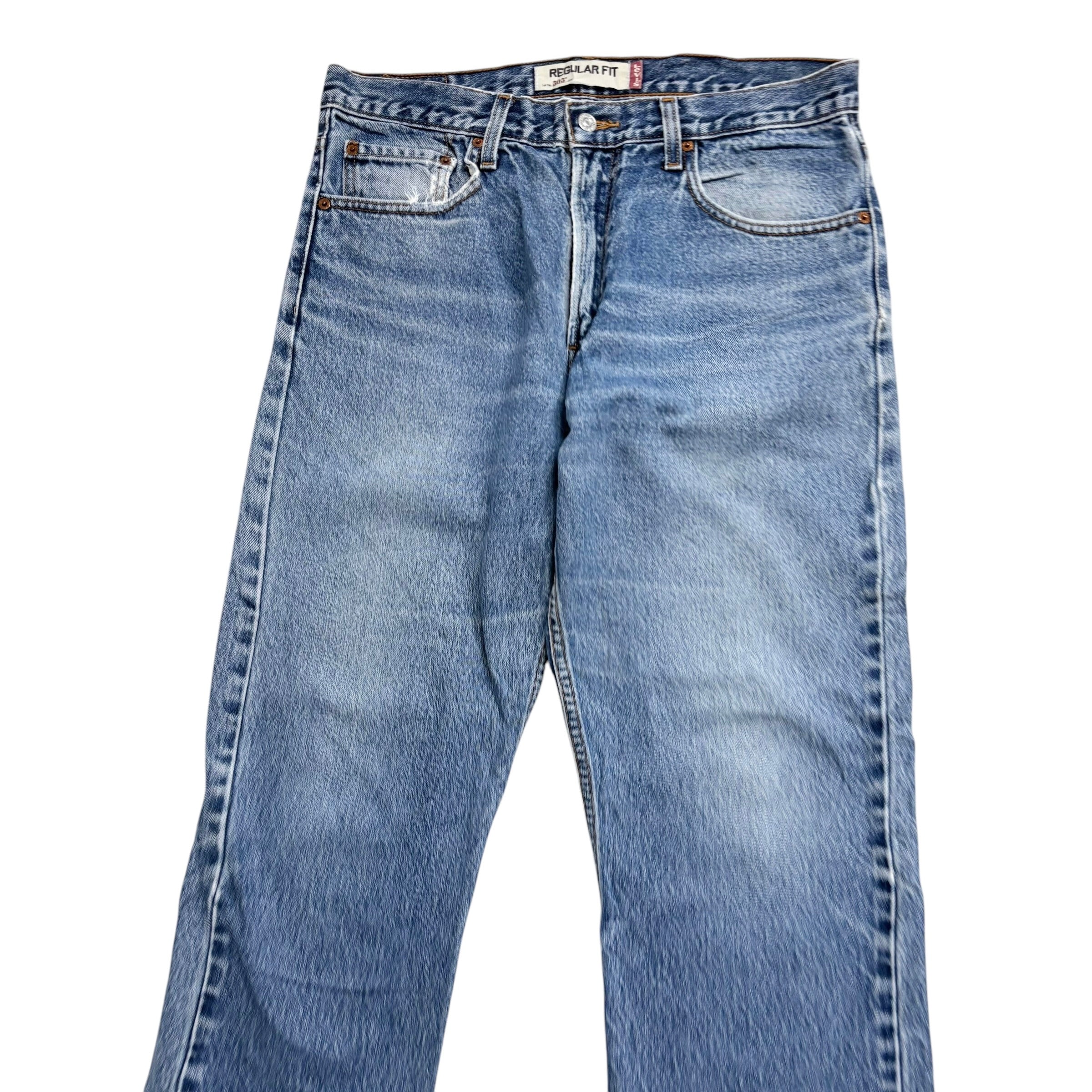 Levis 505 Jeans W34 L30 Mens Mid Blue Regular Straight Fit Vintage Denim