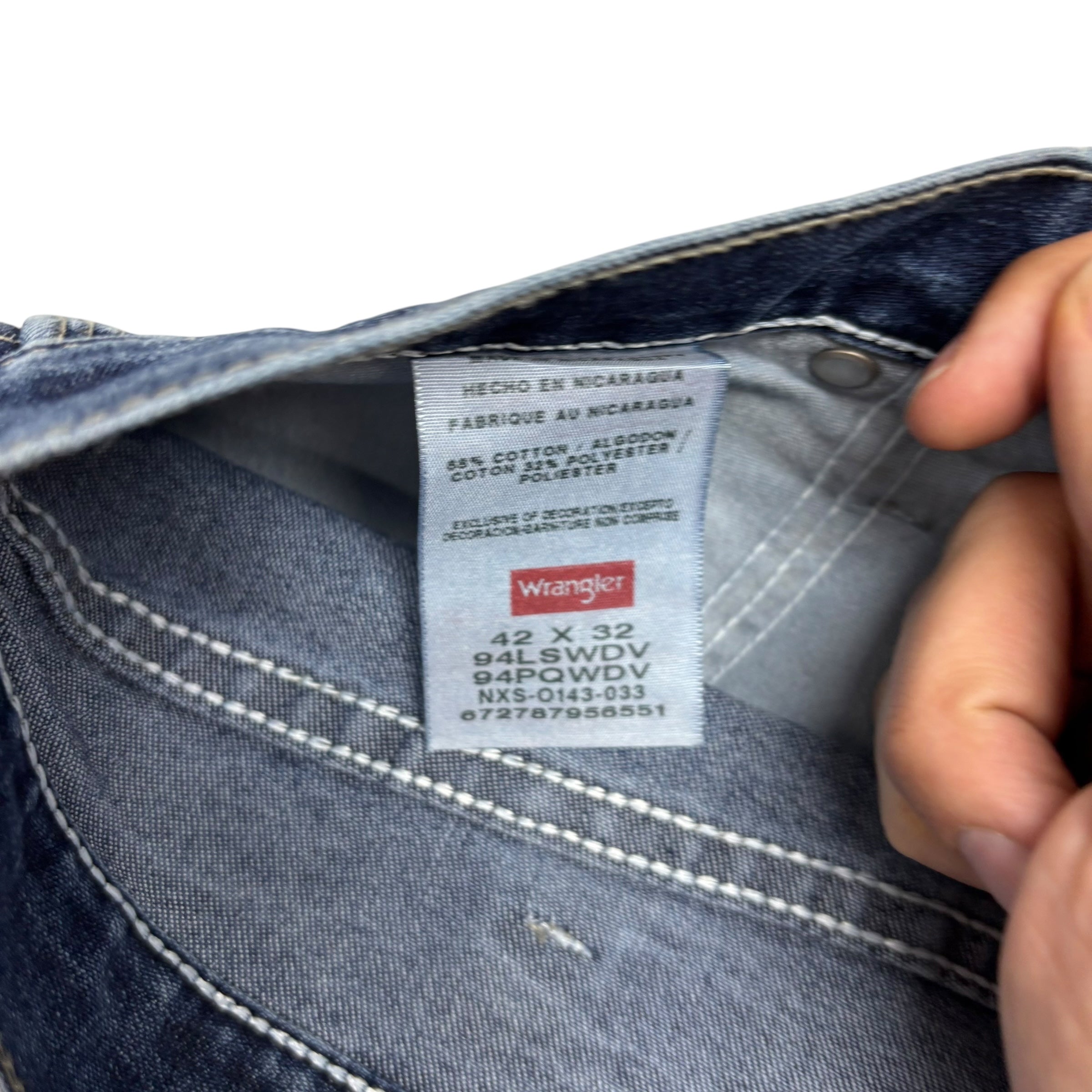 Wrangler Carpenter Jeans W42 L32 Mens Dark Blue Relaxed Straight Fit Denim (E)