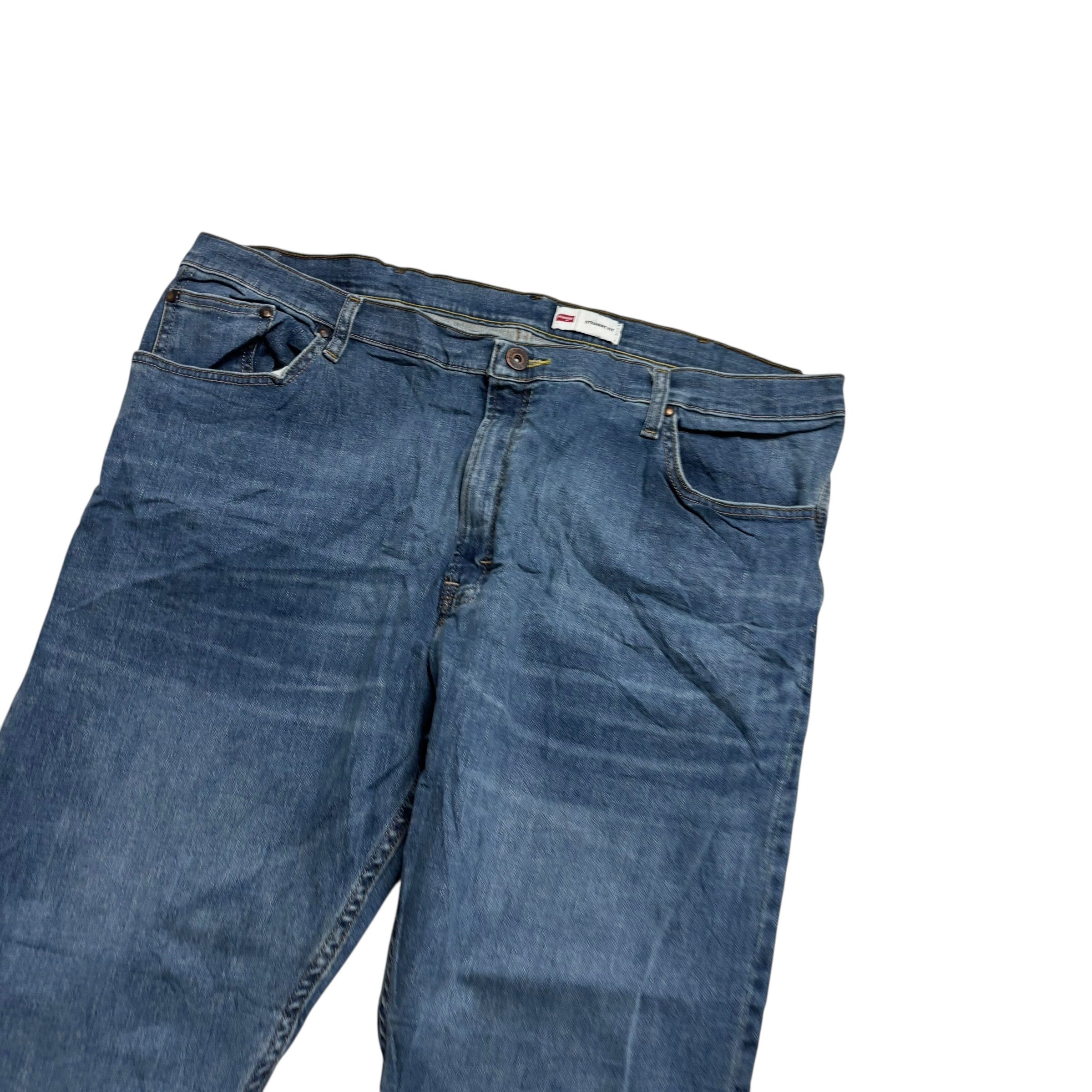 Wrangler Jeans W42 L30 Mens Mid Blue Slim Straight Fit Stretch Denim