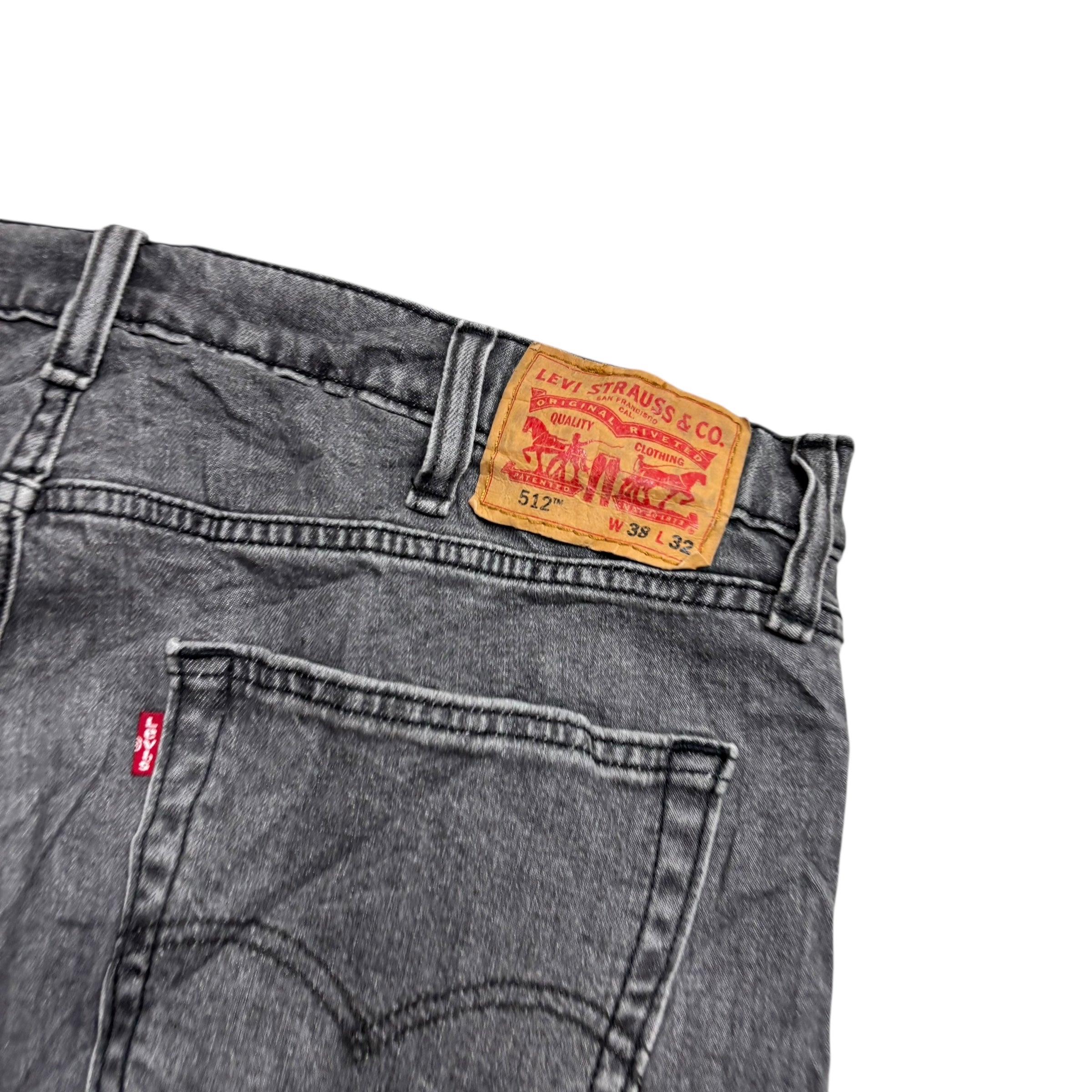 Levis 512 Jeans W38 L31 Mens Grey Slim Tapered Fit Stretch Denim (E)