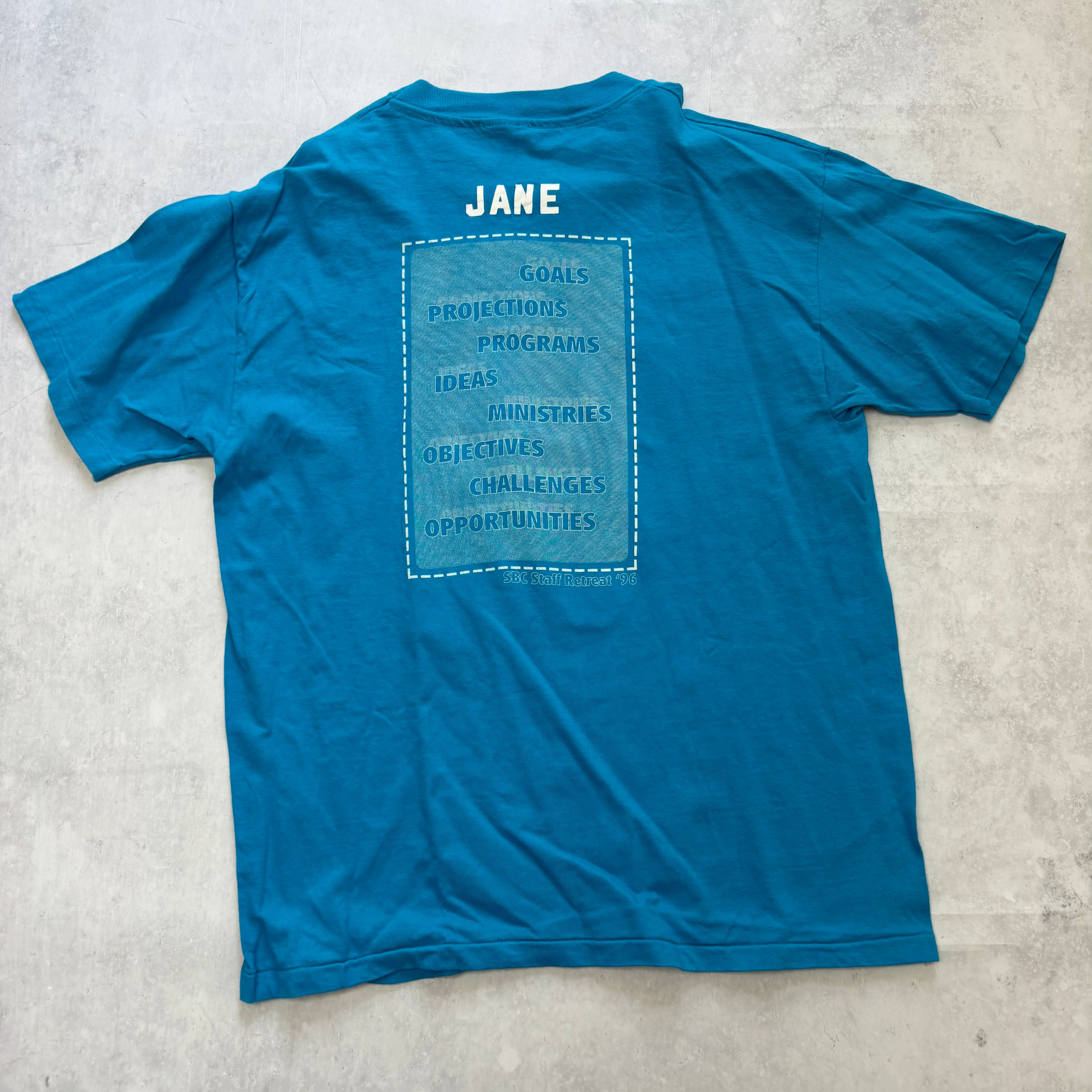 Vintage T Shirt Mens Large Blue Single Stitch Graphic Print 90s USA (E)