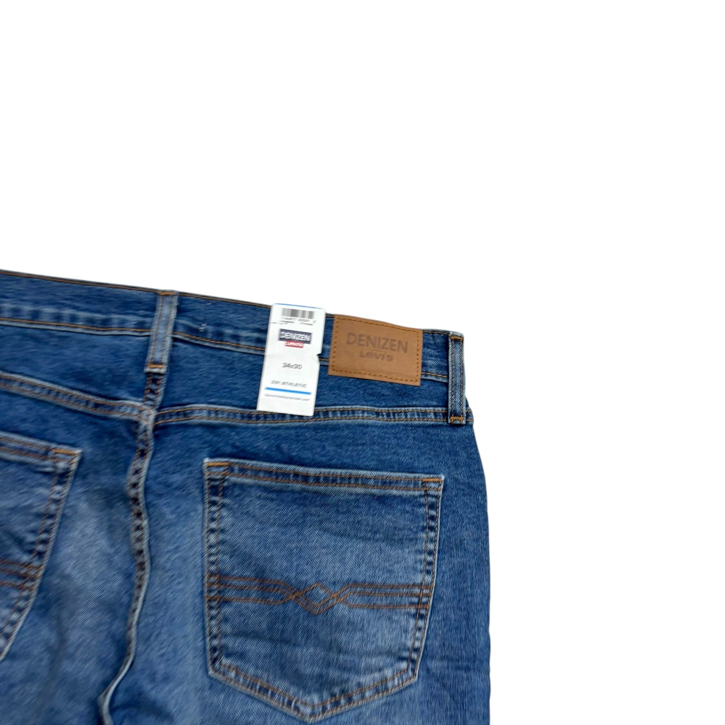 Levis Denizen Jeans W34 L30 Mens Mid Blue Athletic Tapered Fit Stretch (E)