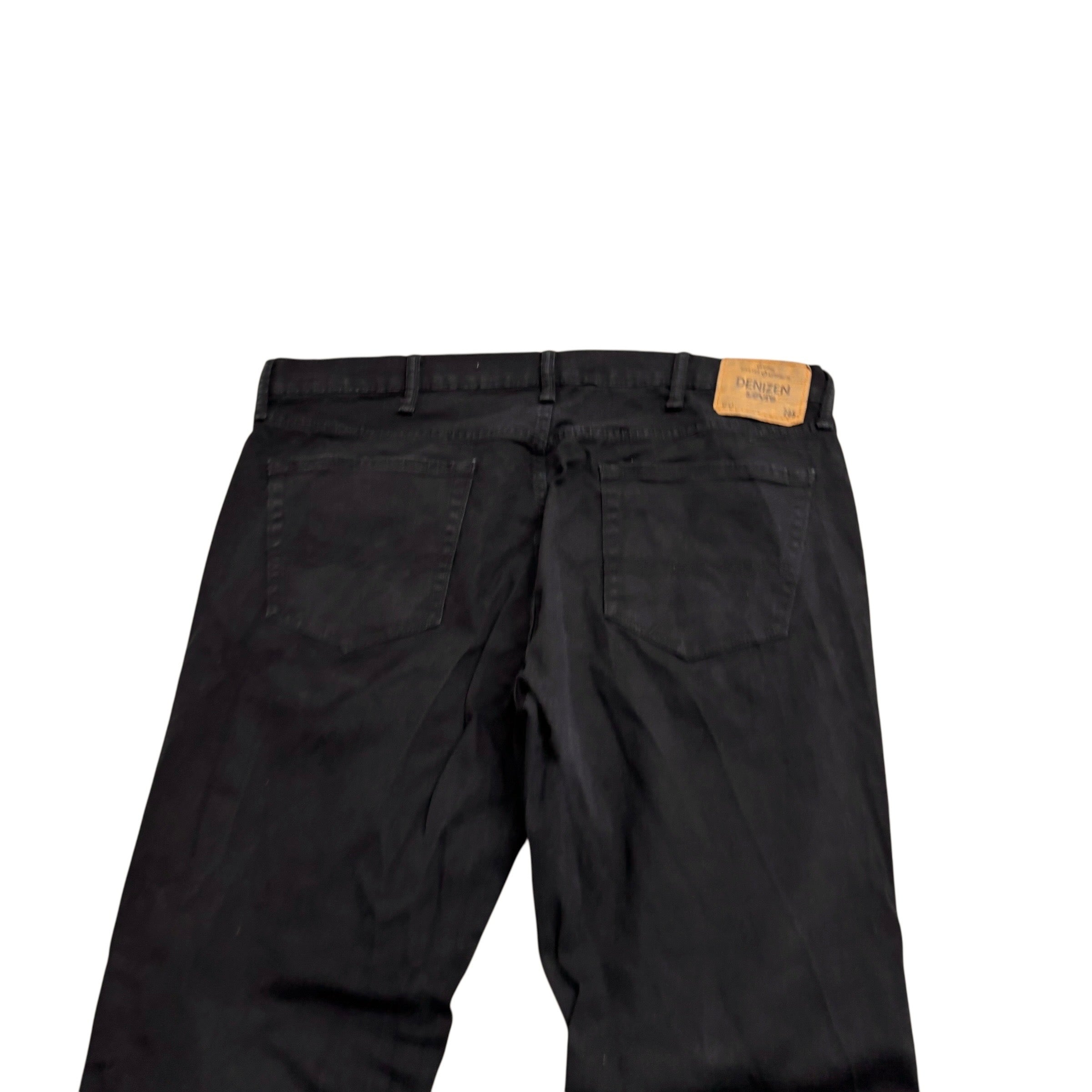 Levis Denizen Jeans W40 L30 Mens Black Relaxed Straight Fit Stretch Denim (E)