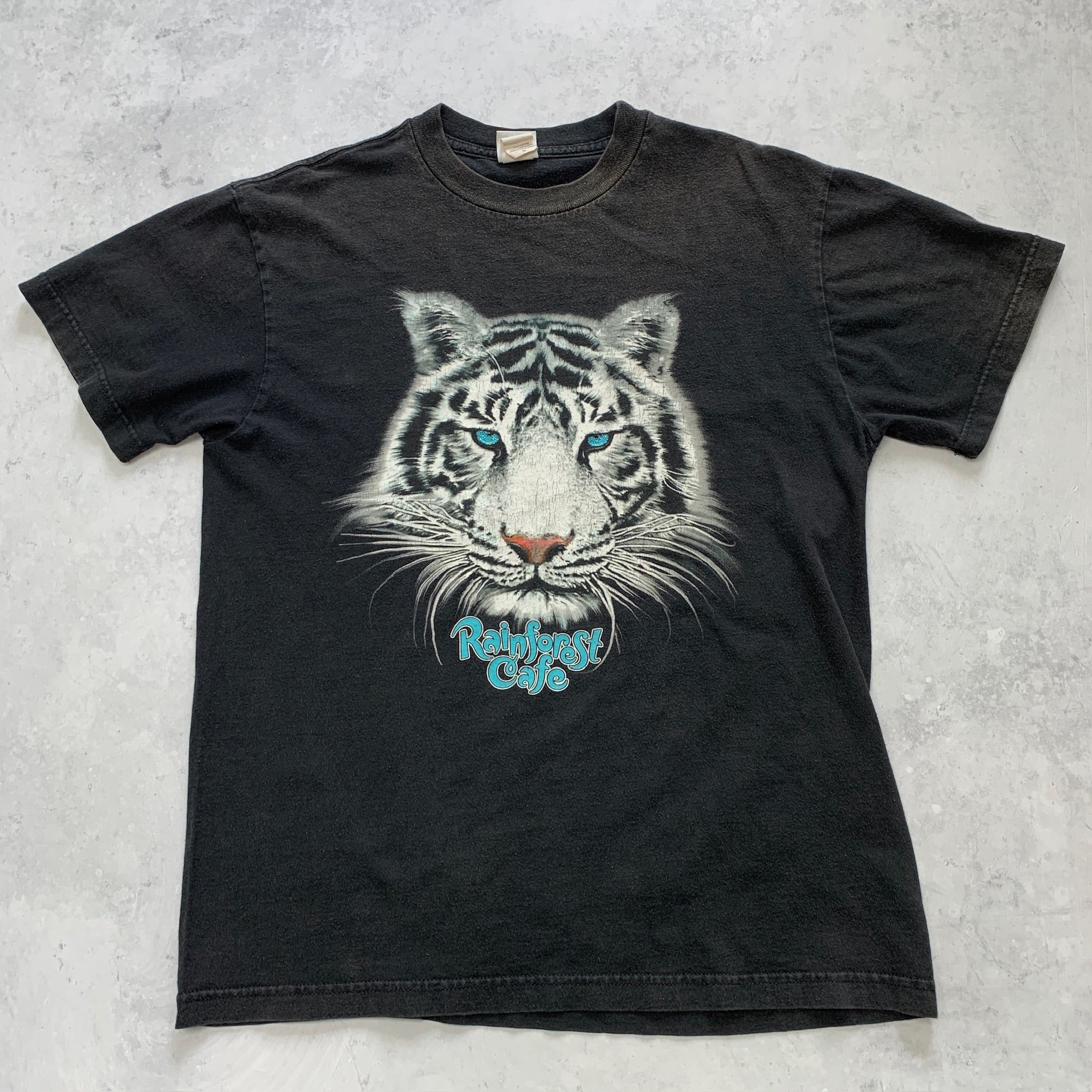 Vintage T Shirt Mens Medium Black Graphic Print Y2K USA Tourist Animal