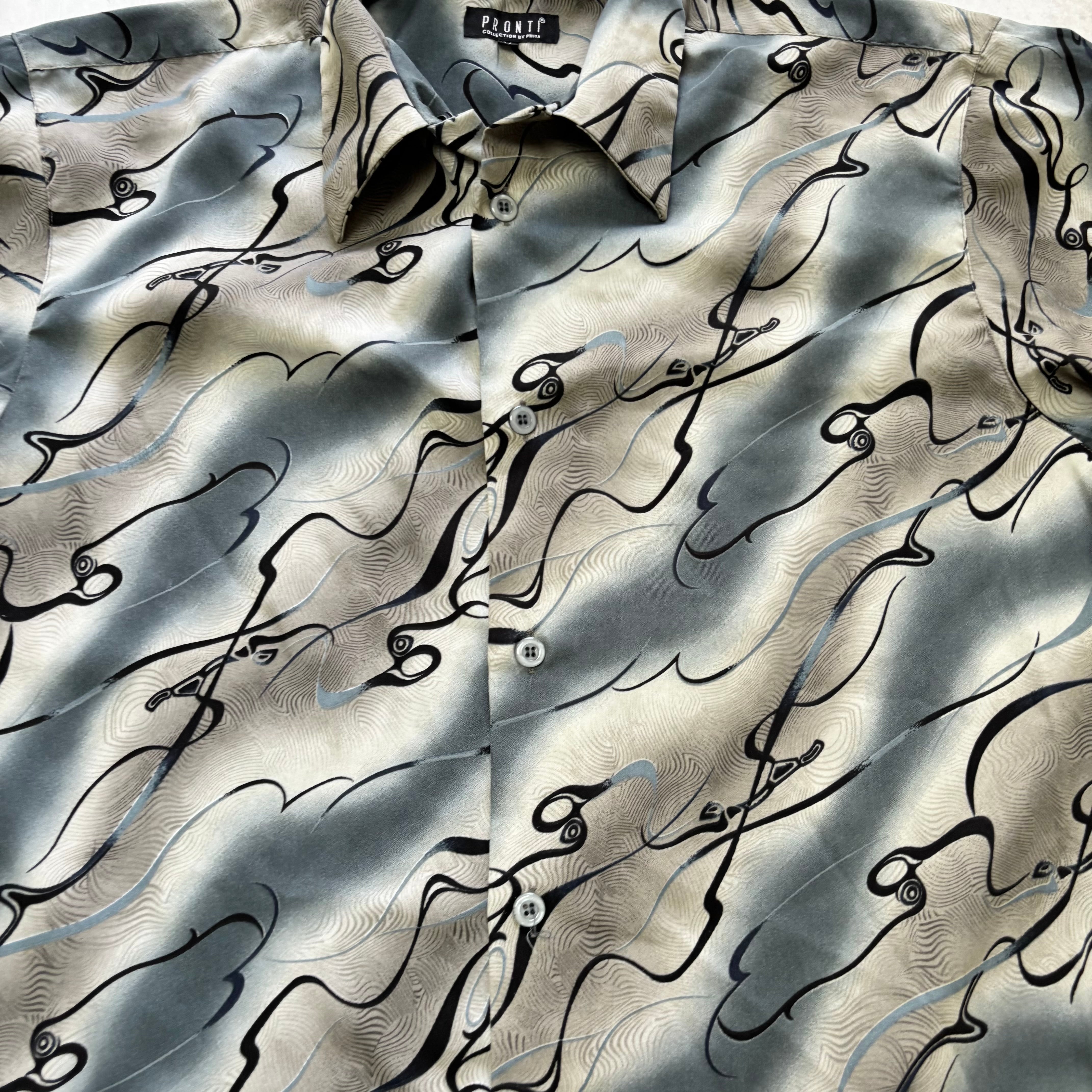 Funky Shirt Mens Medium Abstract Short Sleeve Polyester (E)