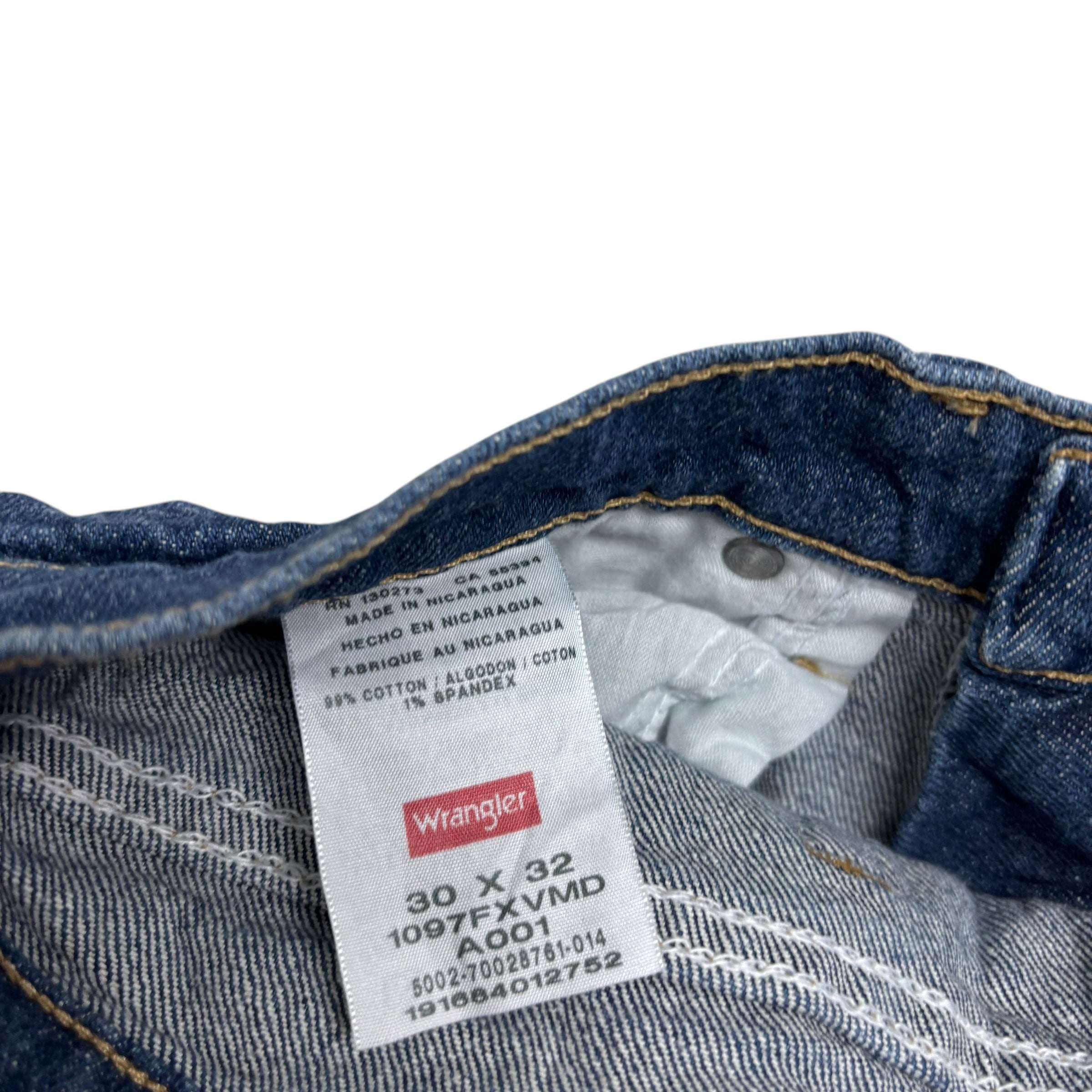 Wrangler Jeans W30 L32 Mens Mid Blue Relaxed Straight Fit Stretch Denim (E)