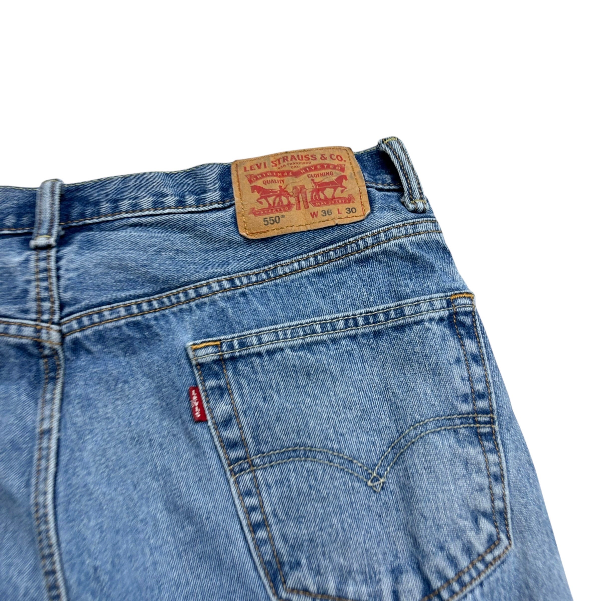 Levis 550 Jeans W36 L29 Mens Light Blue Relaxed Straight Fit Denim (F)