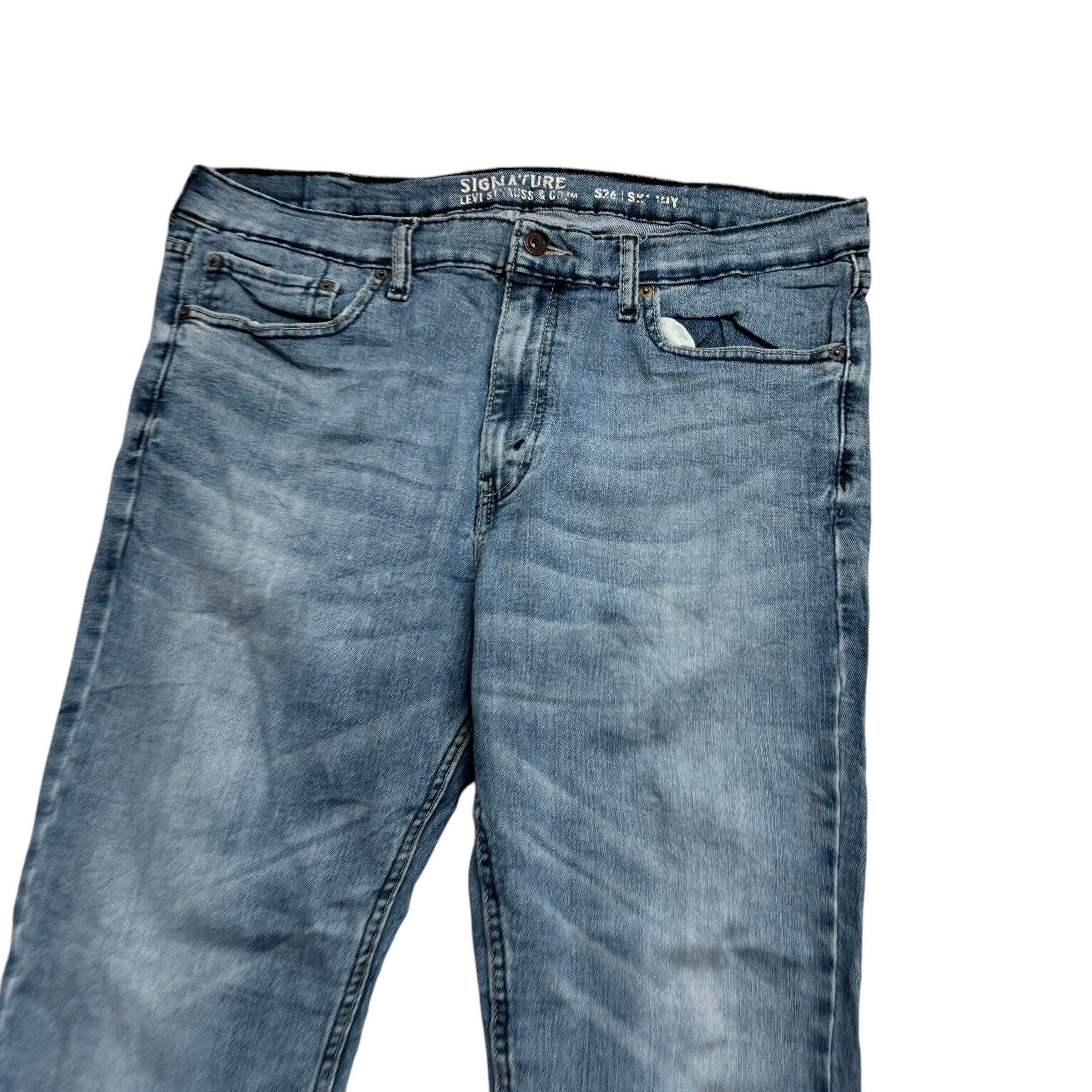 Levis Signature Jeans W38 L32 Mens Light Blue Skinny Fit Stretch Denim