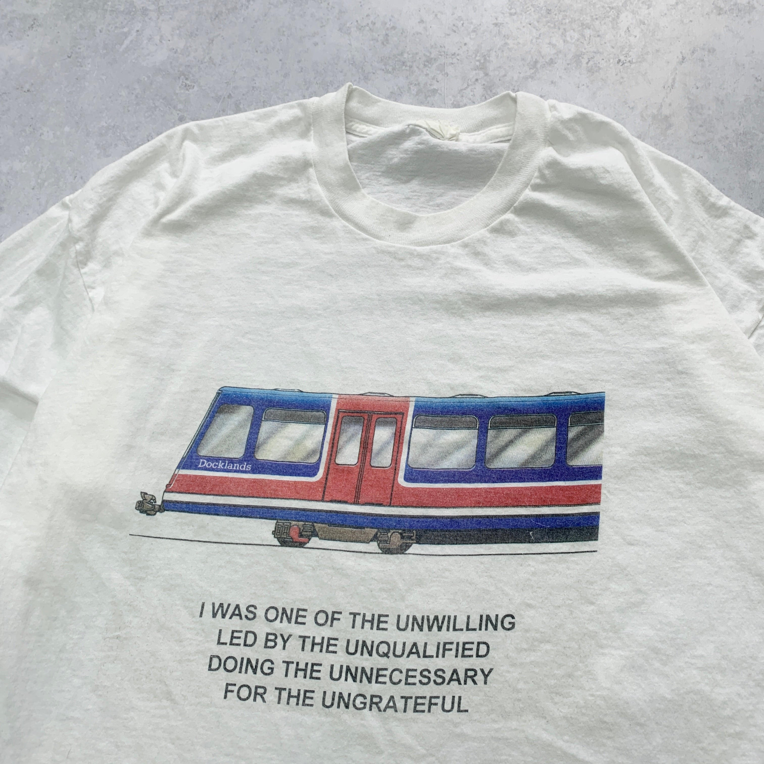 Vintage T Shirt Mens Large White Single Stitch Graphic Print 90s USA Train