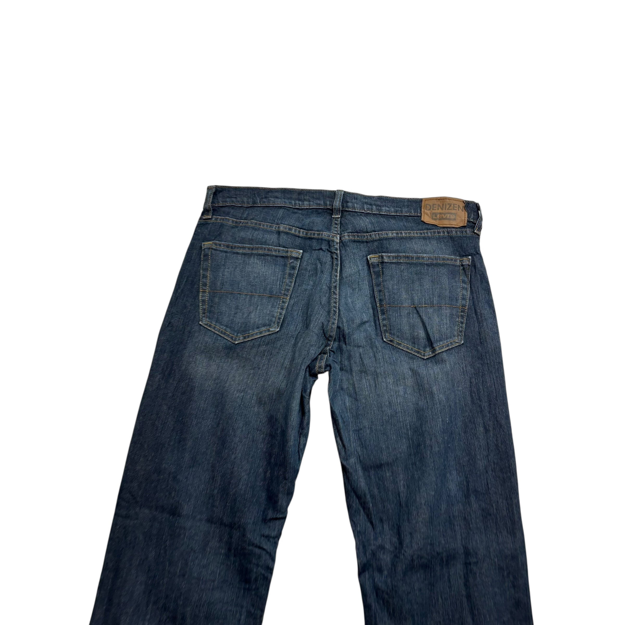 Levis Denizen Jeans W36 L34 Mens Dark Blue Relaxed Straight Stretch Denim (E)