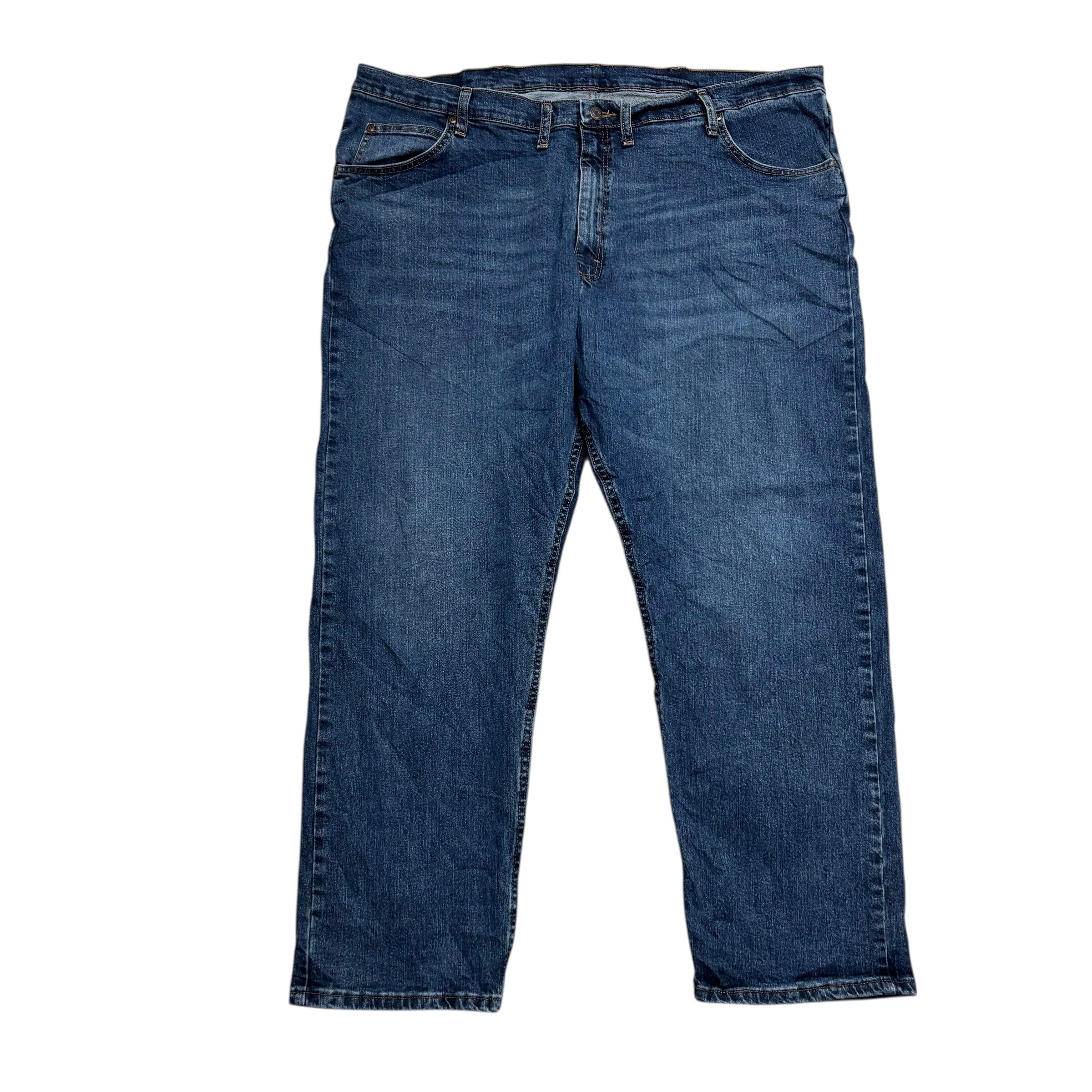 Wrangler Jeans W46 L30 Mens Dark Blue Relaxed Straight Fit Stretch Denim (E)