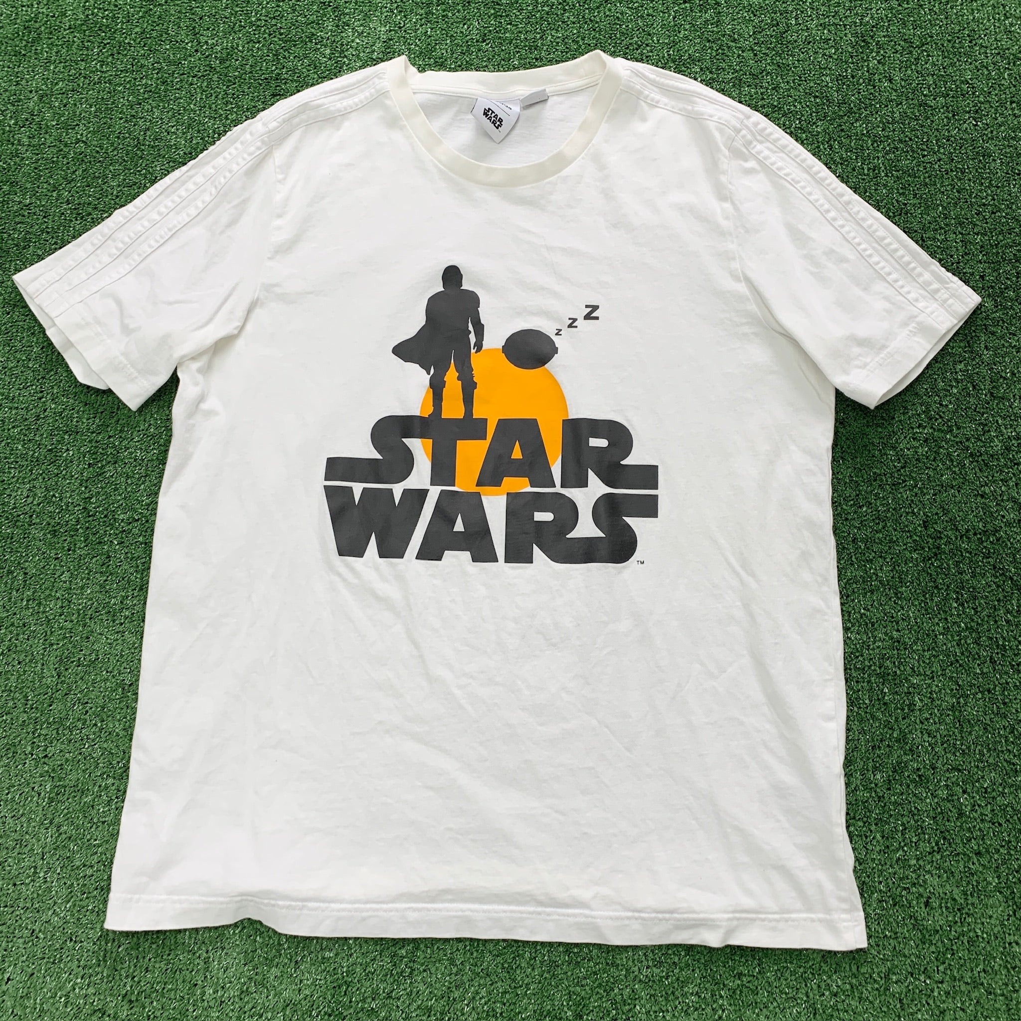 Adidas Star Wars T Shirt Mens Large White Graphic Print The Mandalorian