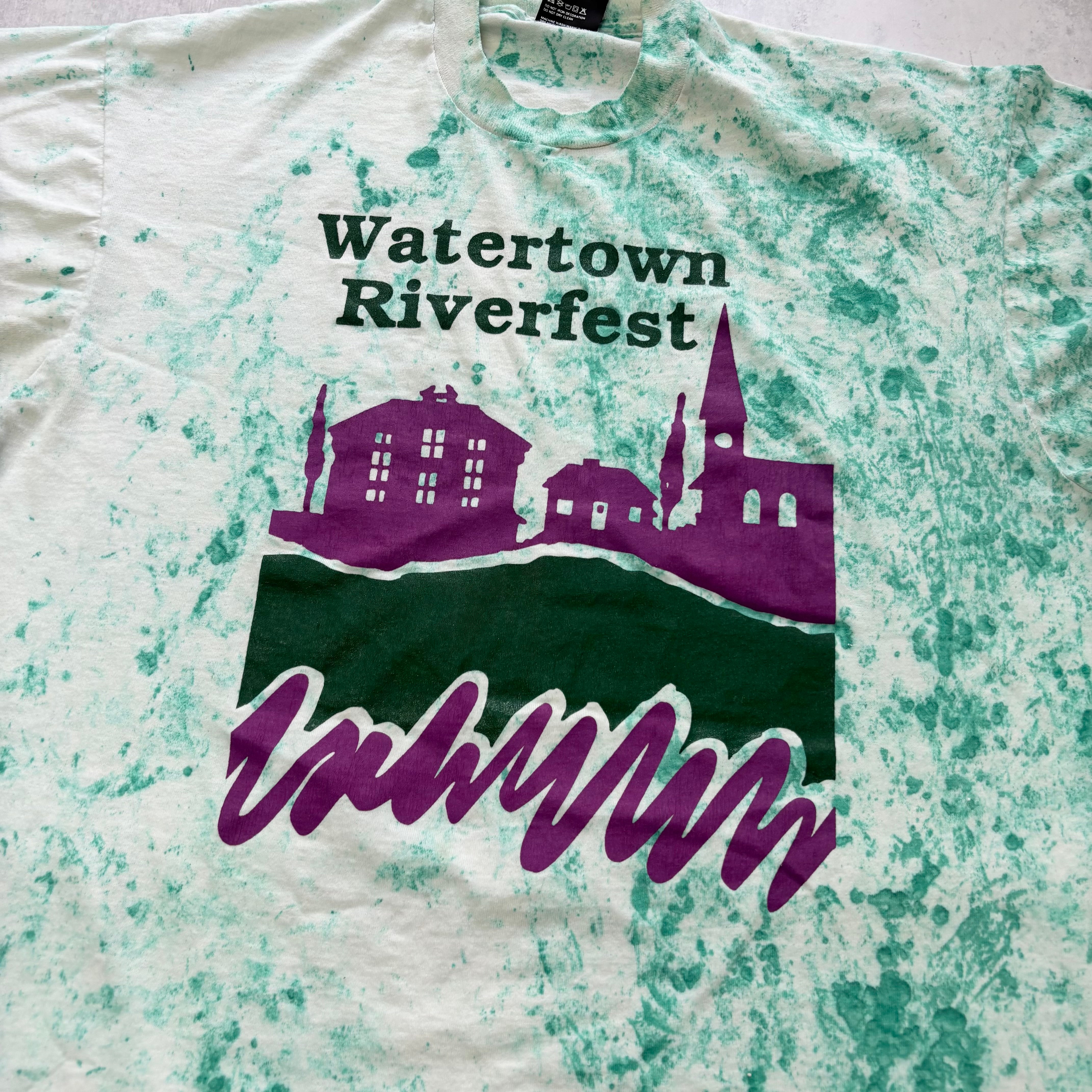 Vintage T Shirt Mens Large Green Single Stitch Graphic Print 90s USA