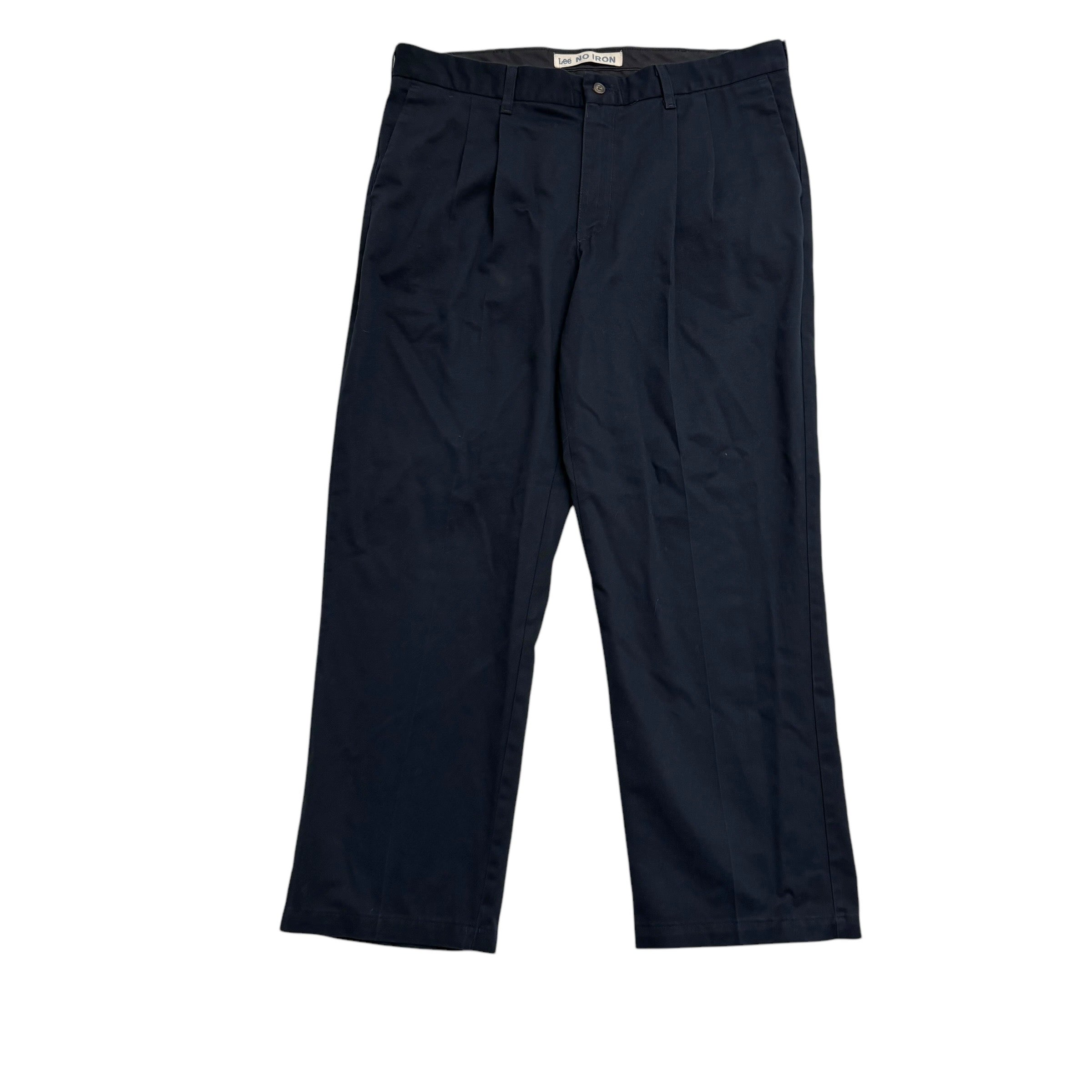 Lee Pleated Trousers W38 L29 Mens Navy Blue Relaxed Fit Pants (E)