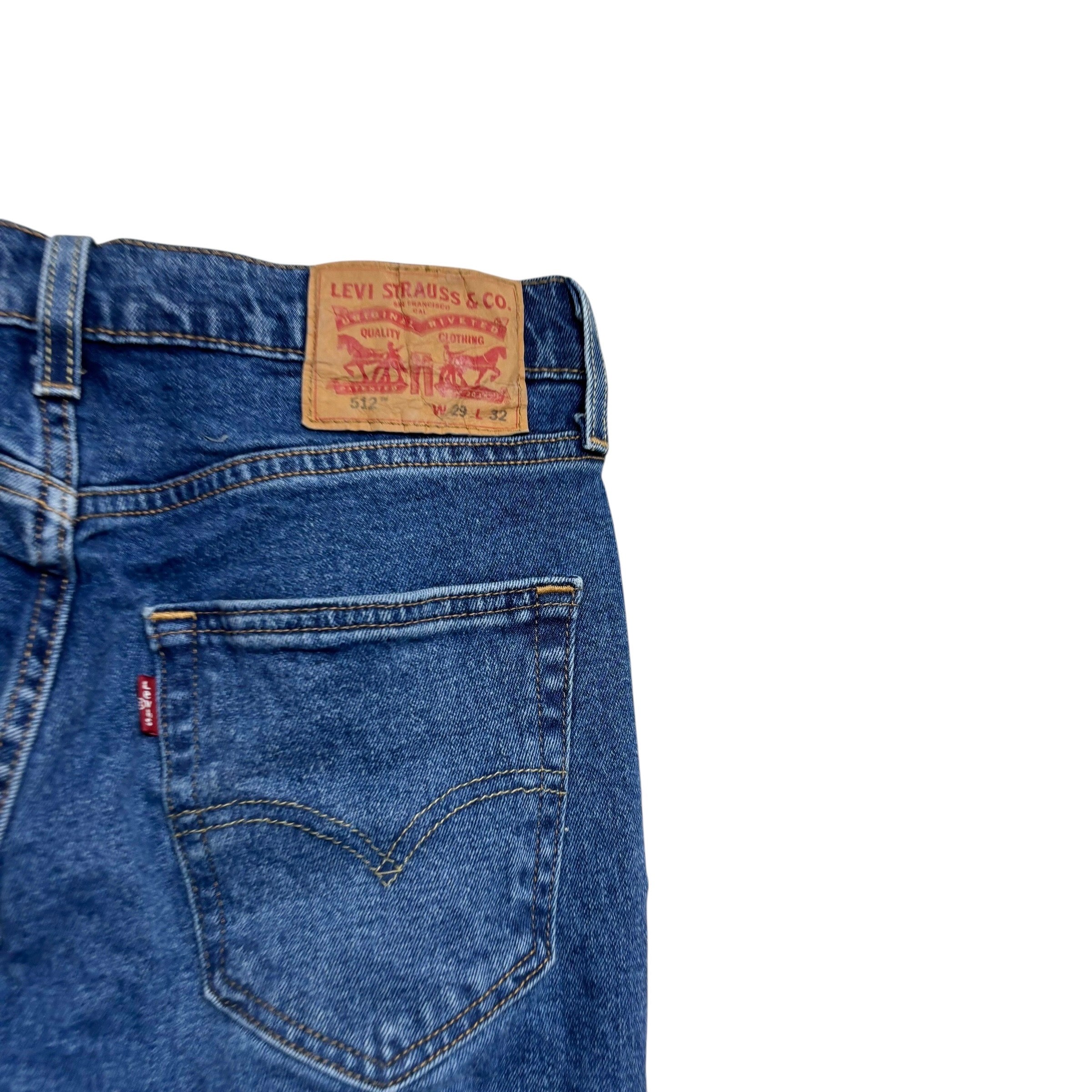 Levis 512 Jeans W29 L32 Mens Mid Blue Slim Tapered Fit Stretch Denim (E)