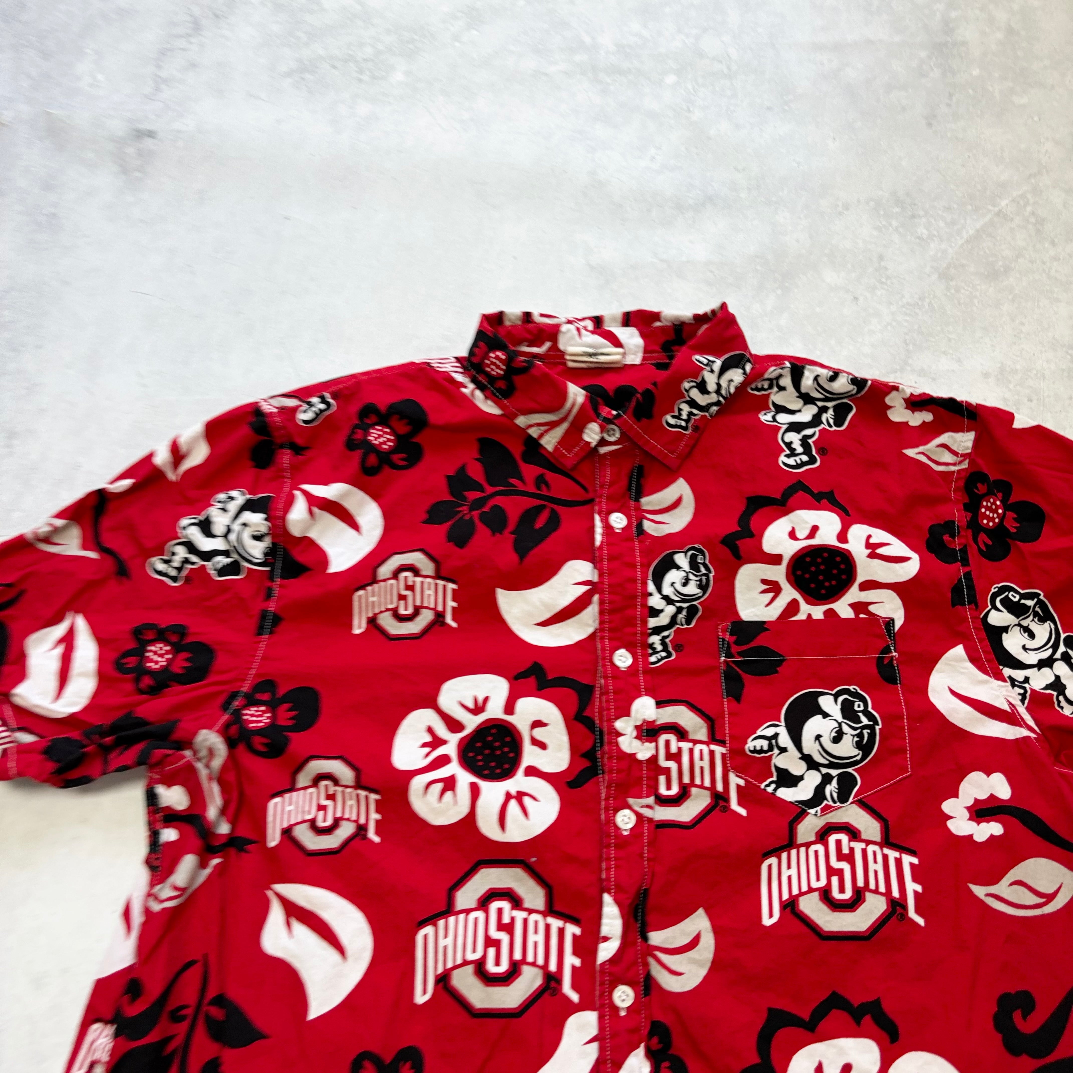 Mens Shirt XL Red Short Sleeve Cotton Ohio State College (E)