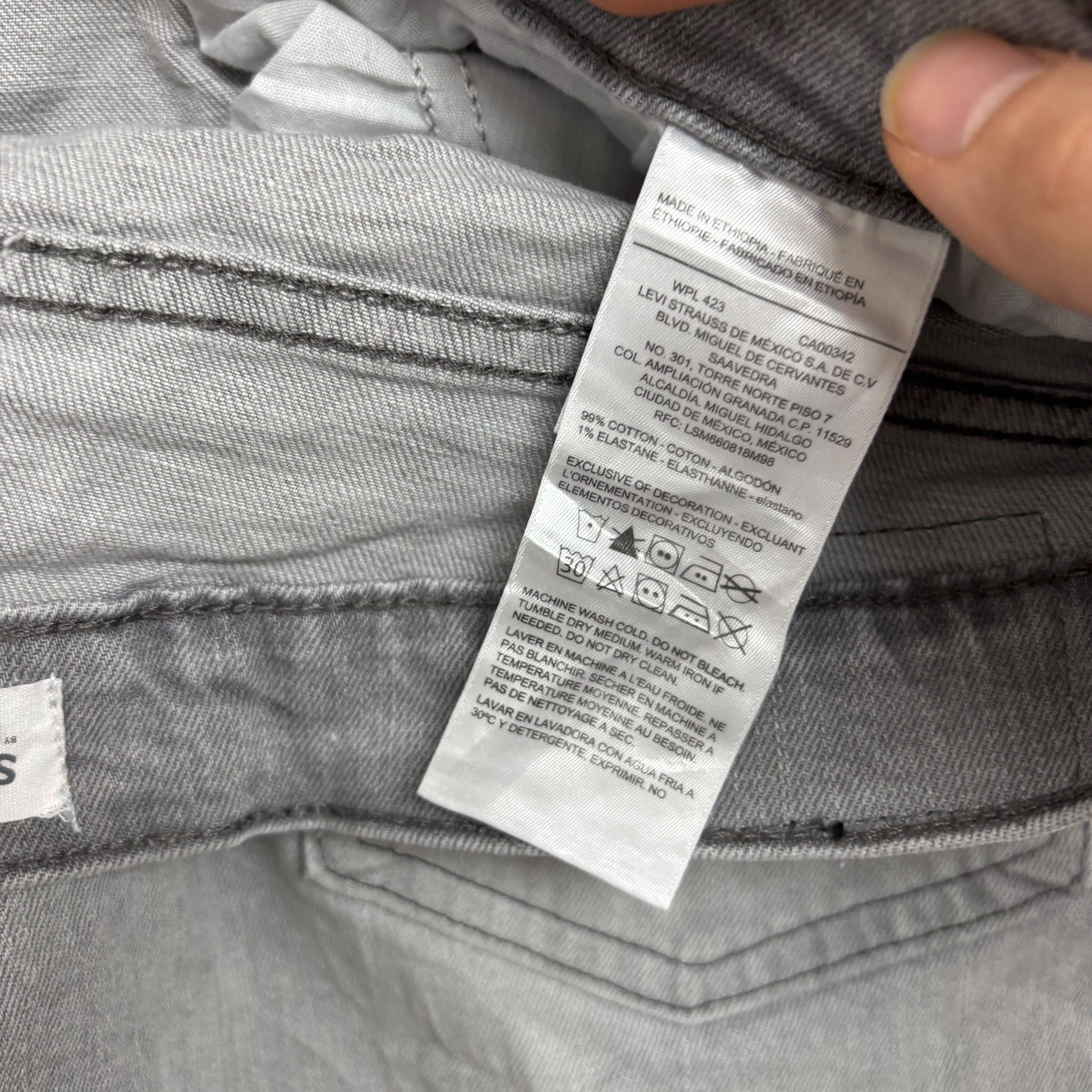 Levis Signature Jeans W36 L32 Mens Grey Slim Fit Stretch Denim (E)