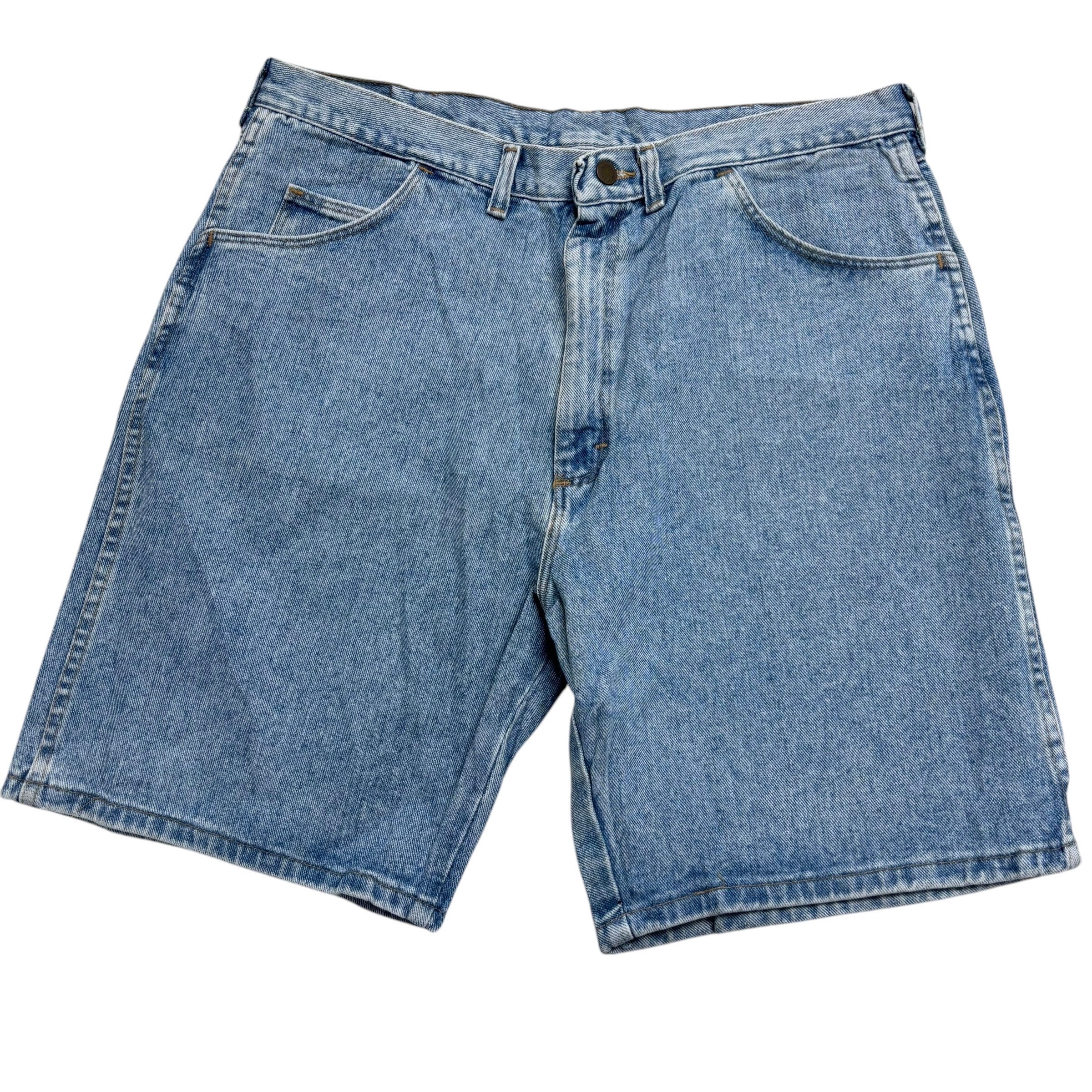 Vintage Wrangler Baggy Jorts W36 Mens Denim Shorts Light Blue Relaxed Fit (E)