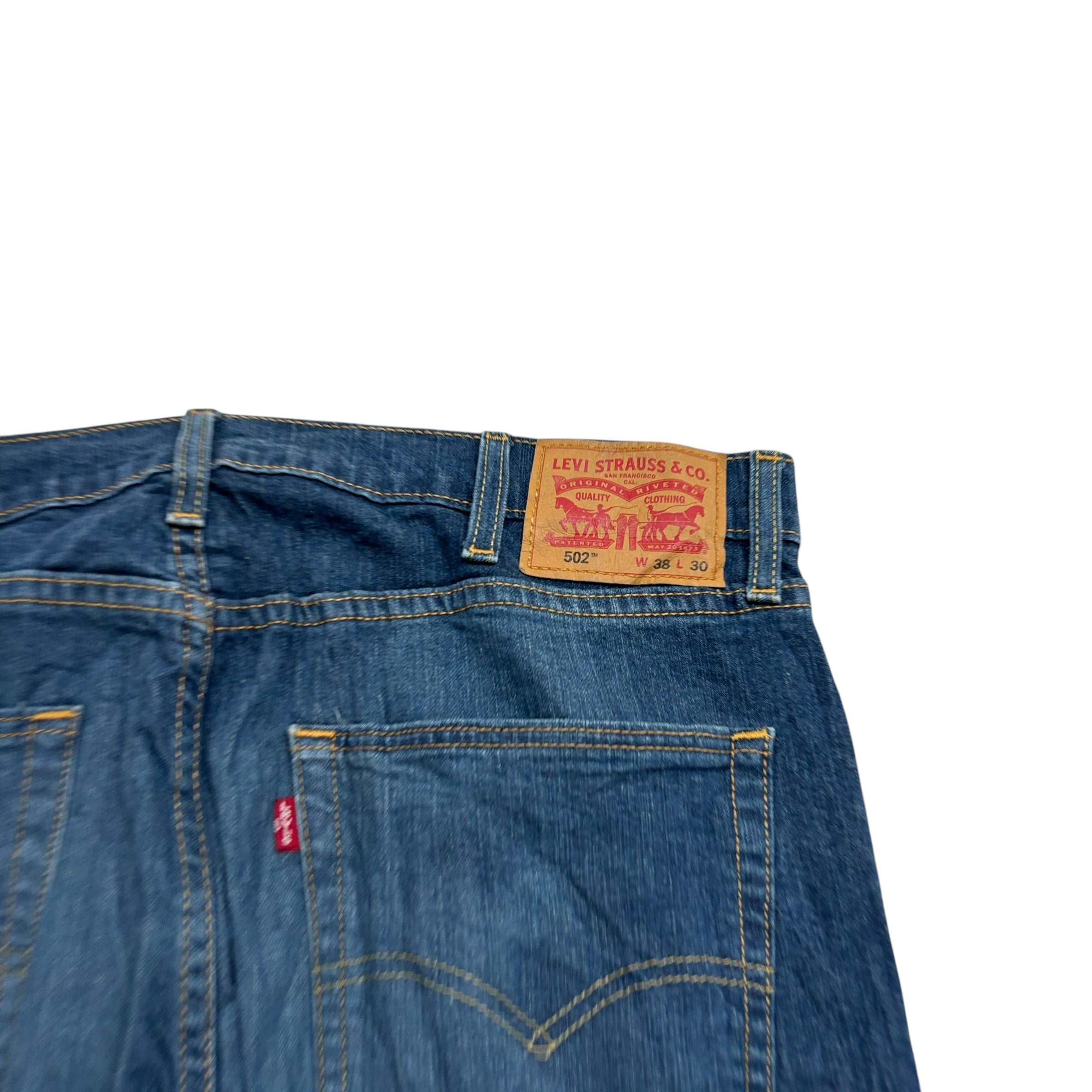 Levis 502 Jeans W38 L29 Mens Dark Blue Regular Tapered Fit Stretch Denim (E)