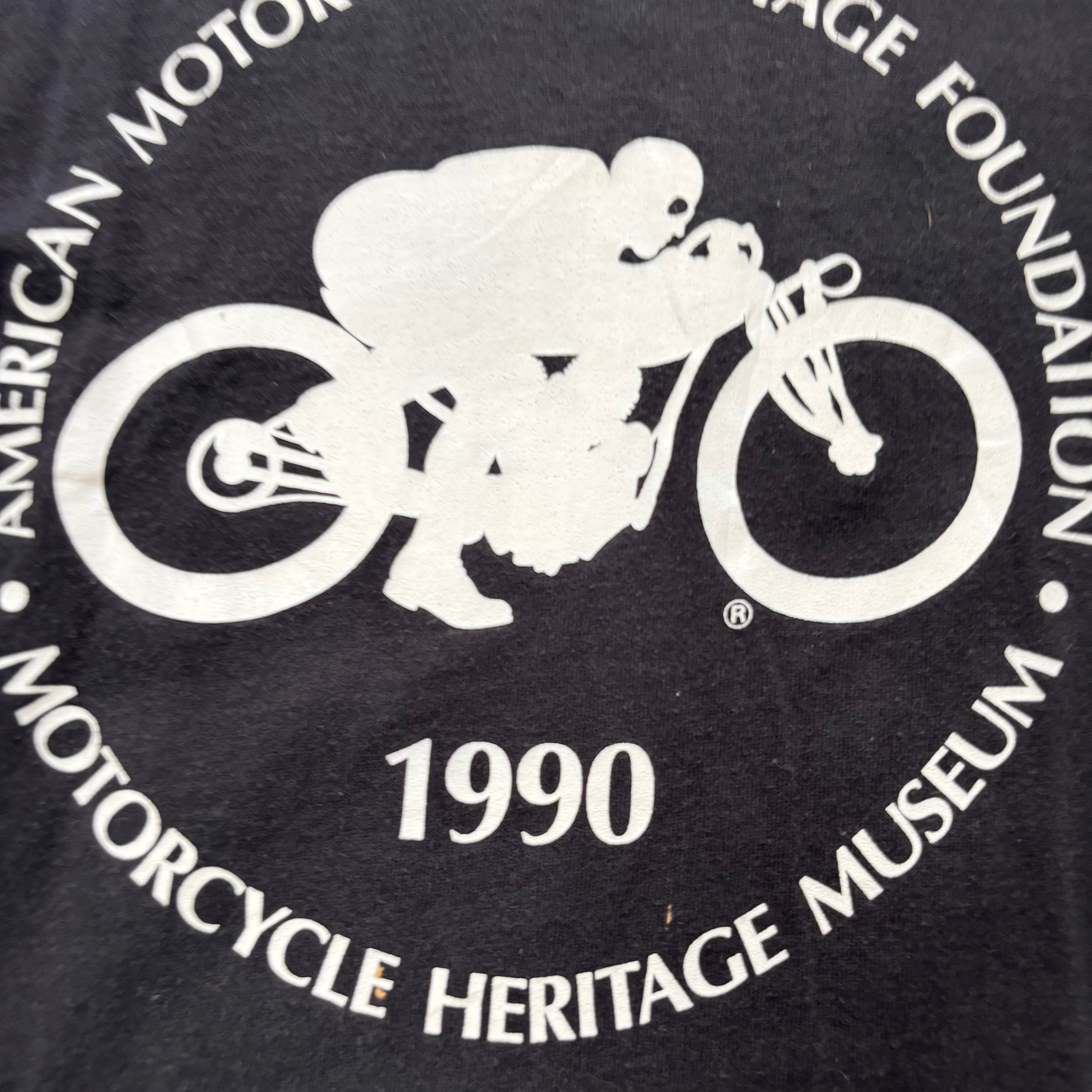 Vintage T Shirt Mens Medium Black Single Stitch Graphic Print 90s Motorcycle (E)
