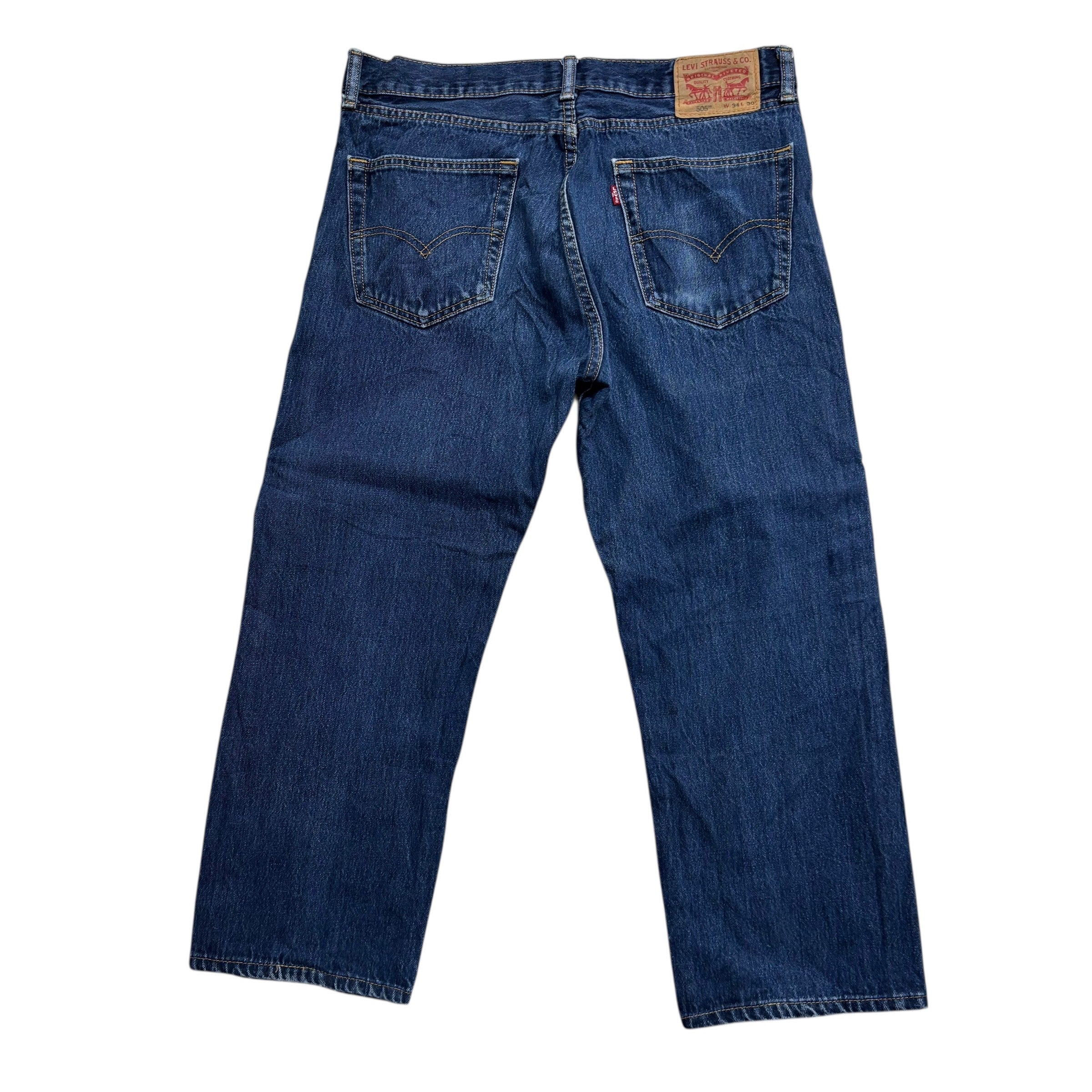 Levis 505 Jeans W34 L25 Mens Mid Blue Regular Straight Fit Denim (E)