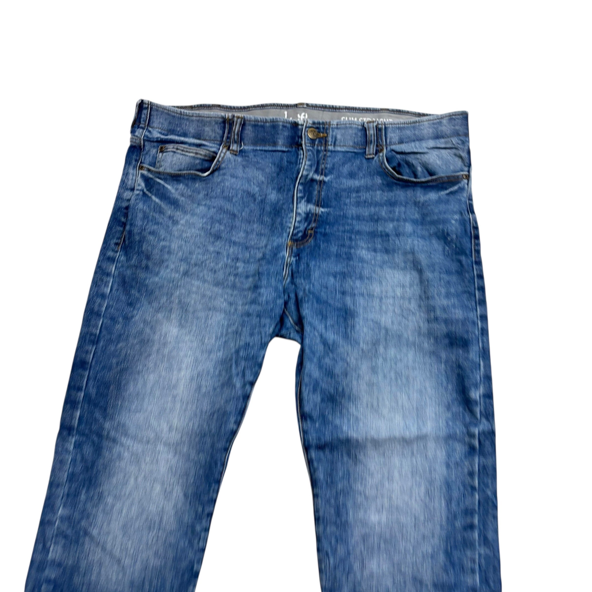 Lee Jeans W42 L30 Mens Slim Straight Fit Mid Blue Stretch Denim (E)