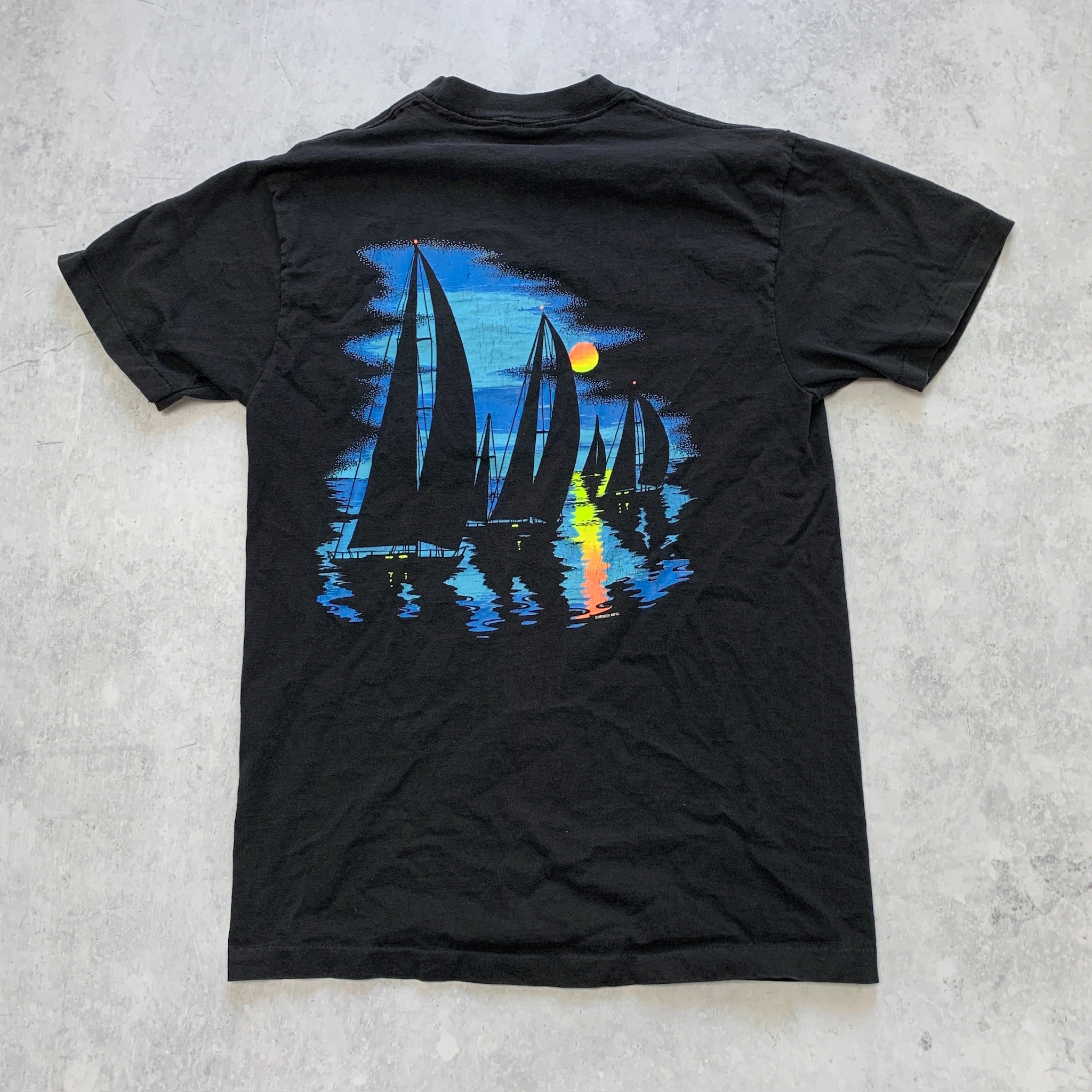 Vintage T Shirt Mens Medium Black Single Stitch Graphic Print 90s USA Tourist