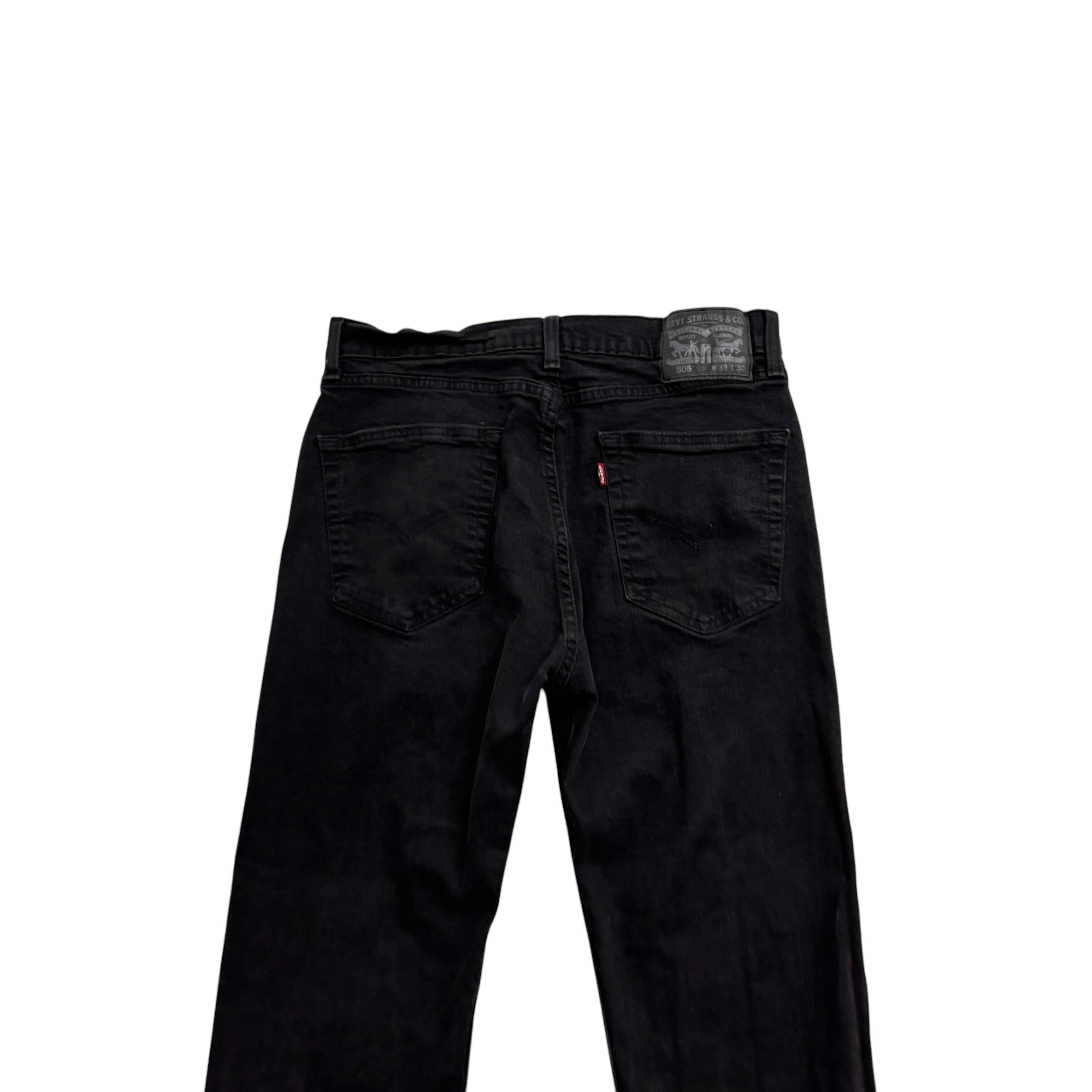 Levis 505 Jeans W31 L29 Mens Black Regular Straight Fit Stretch Denim (E)