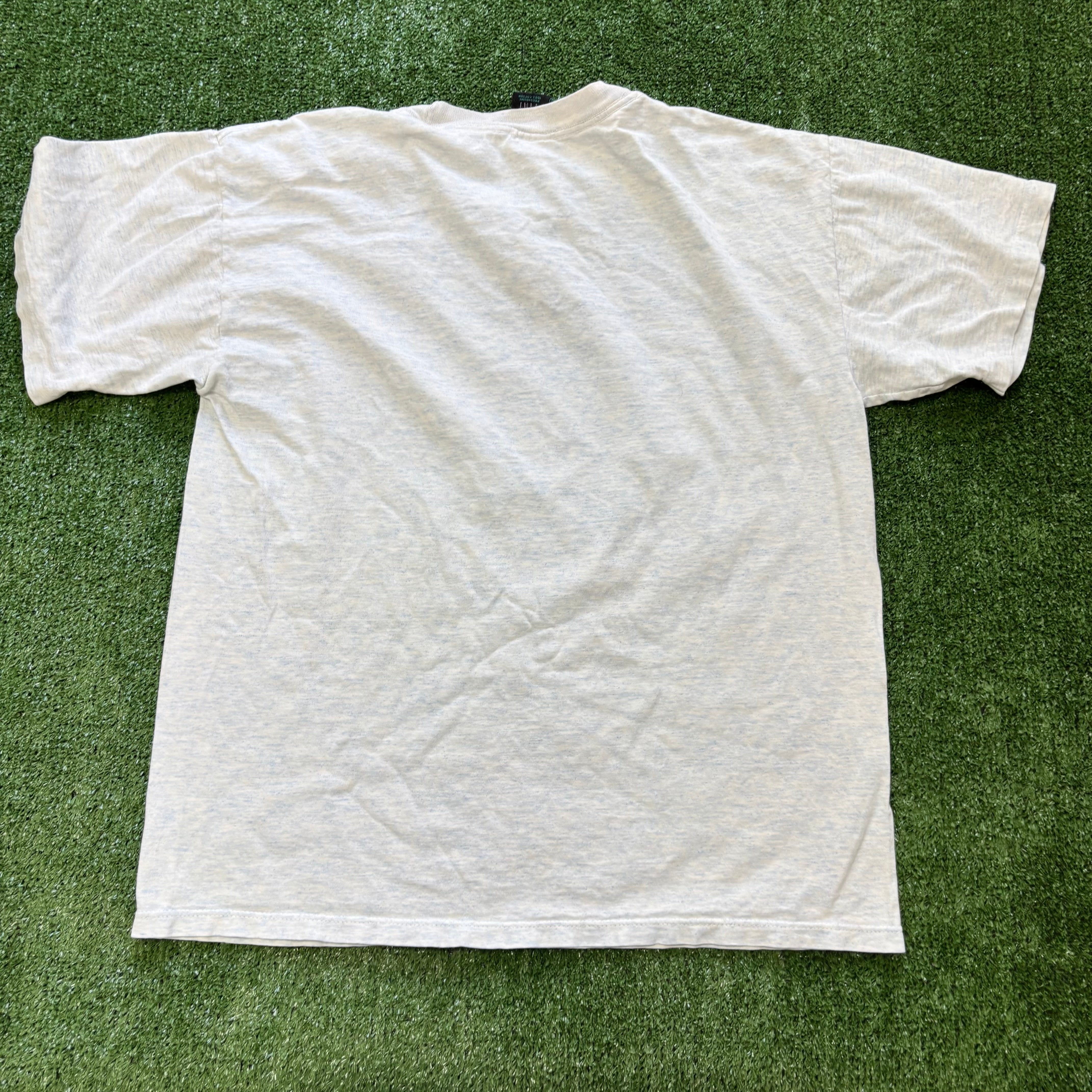 Vintage T Shirt Mens Medium Grey Single Stitch Graphic Print 90s (F)