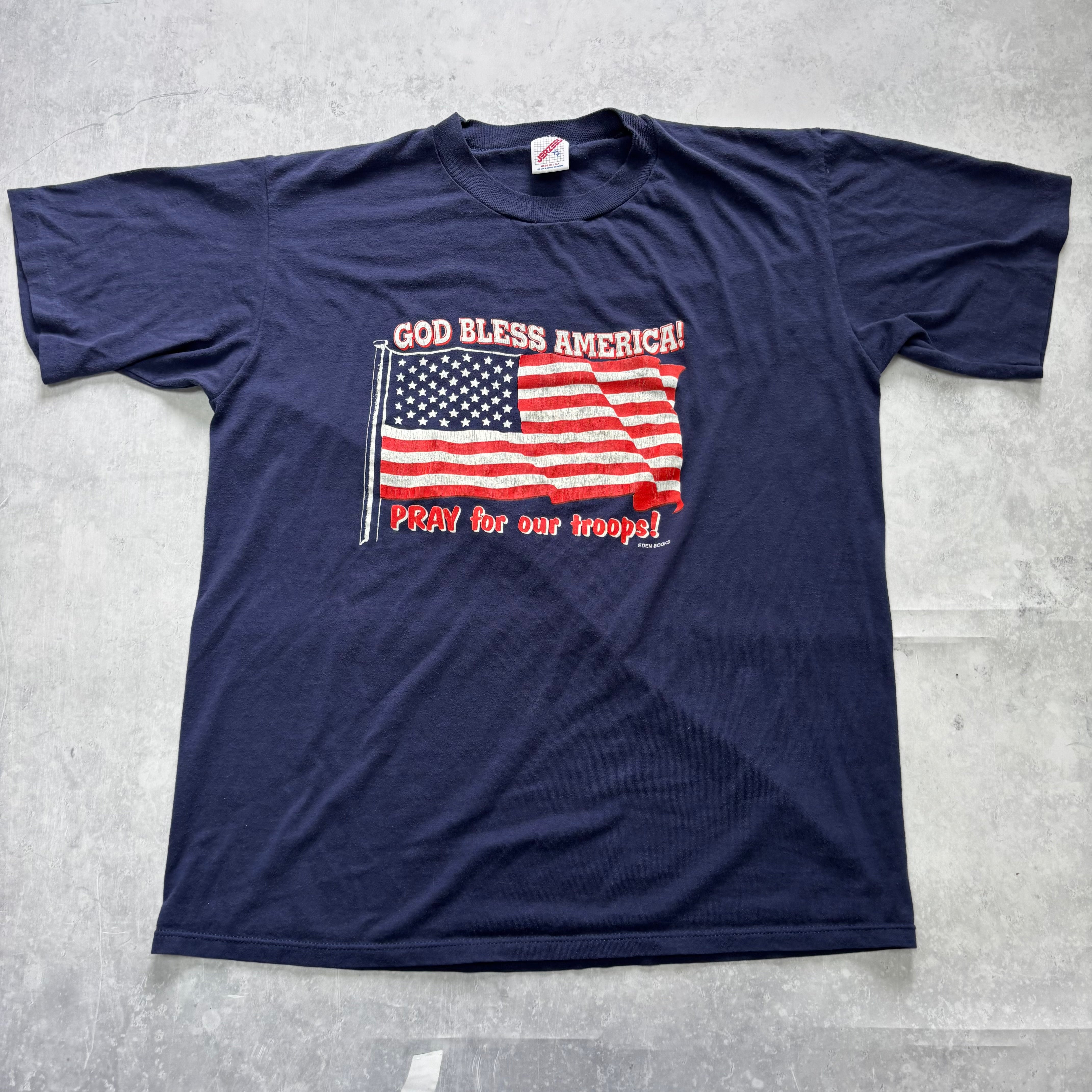 Vintage T Shirt Mens Large Navy Blue Single Stitch Graphic Print 90s USA (F)