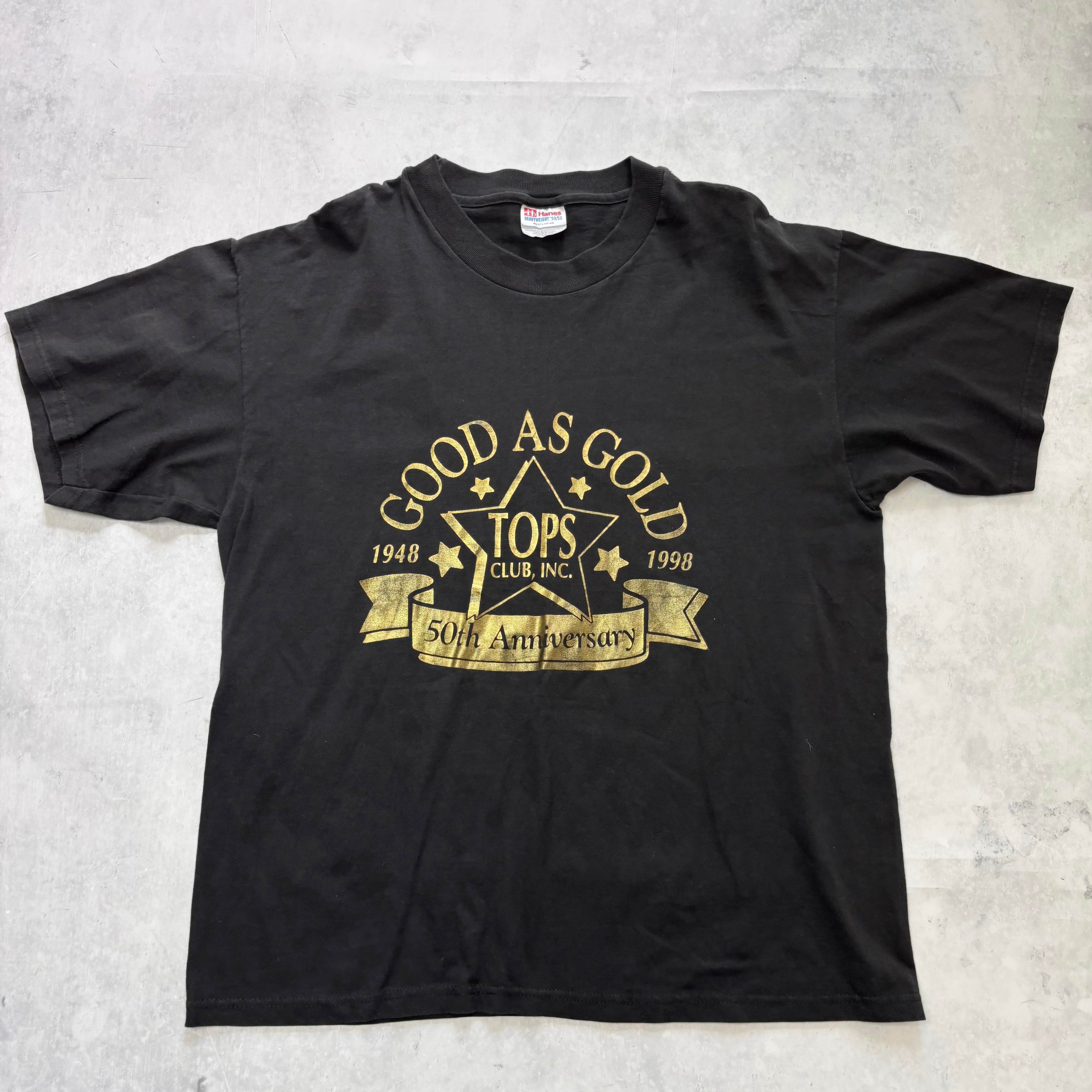 Vintage T Shirt Mens Large Black Graphic Print 90s Boxy Fit (E)