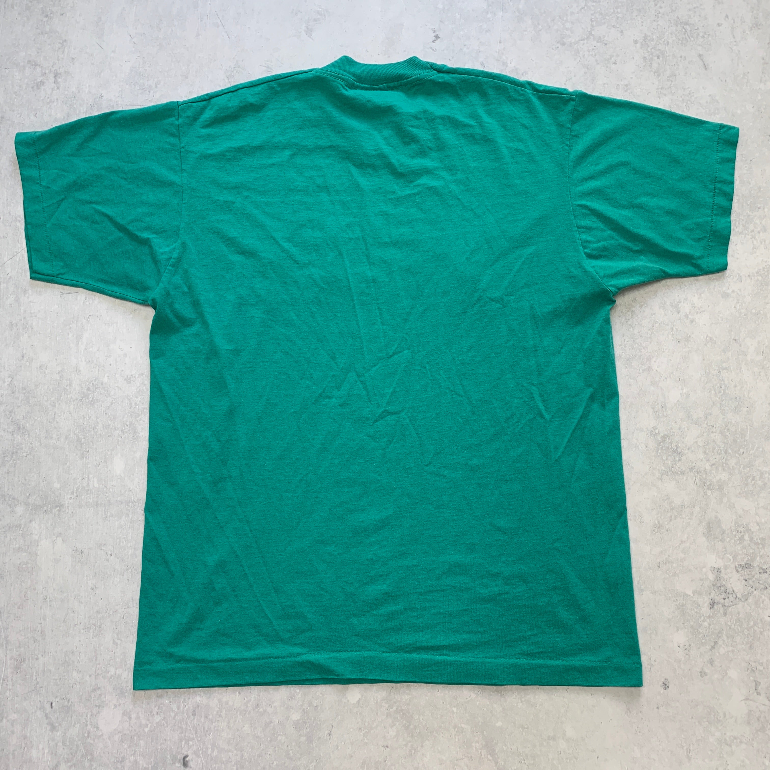 Vintage T Shirt Mens Large Turquoise Green Single Stitch Graphic Print 90s